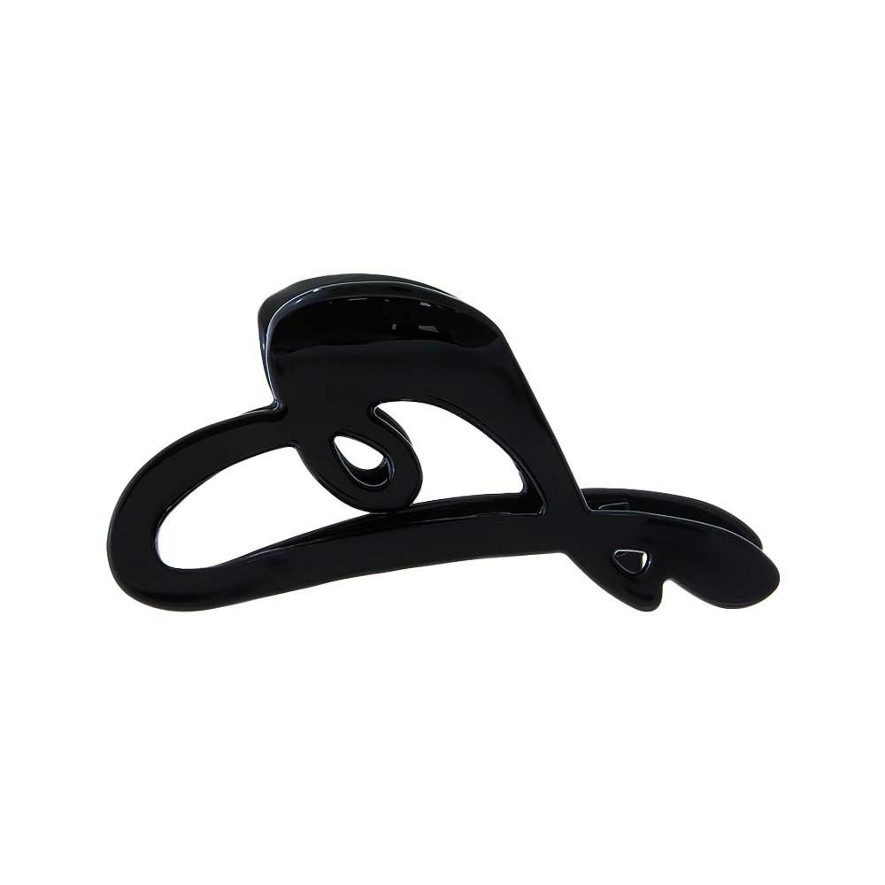 Black XL Heart Cutout Hair Claw Clip - Adina's Jewels