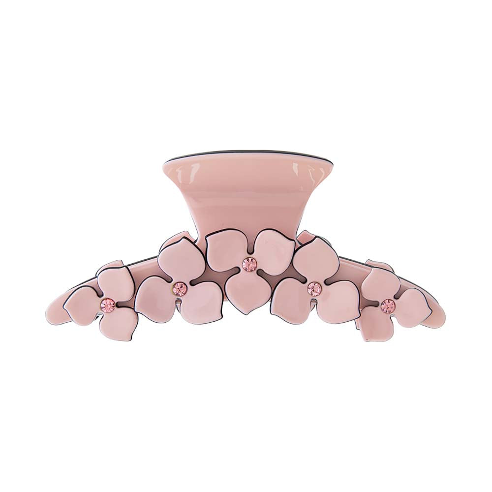 Pink Flower Accented Enamel Claw Clip - Adina's Jewels