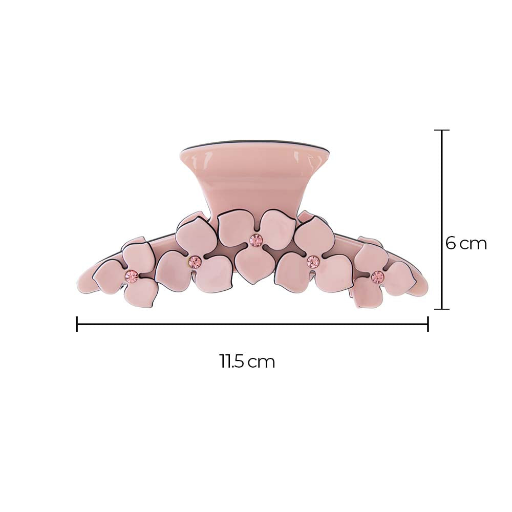 Flower Accented Enamel Claw Clip - Adina's Jewels