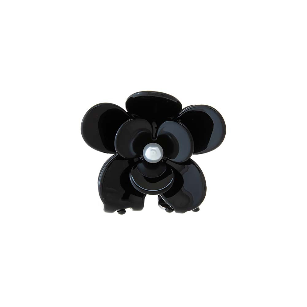 Black Flower Petaled Pearl Claw Clip - Adina's Jewels