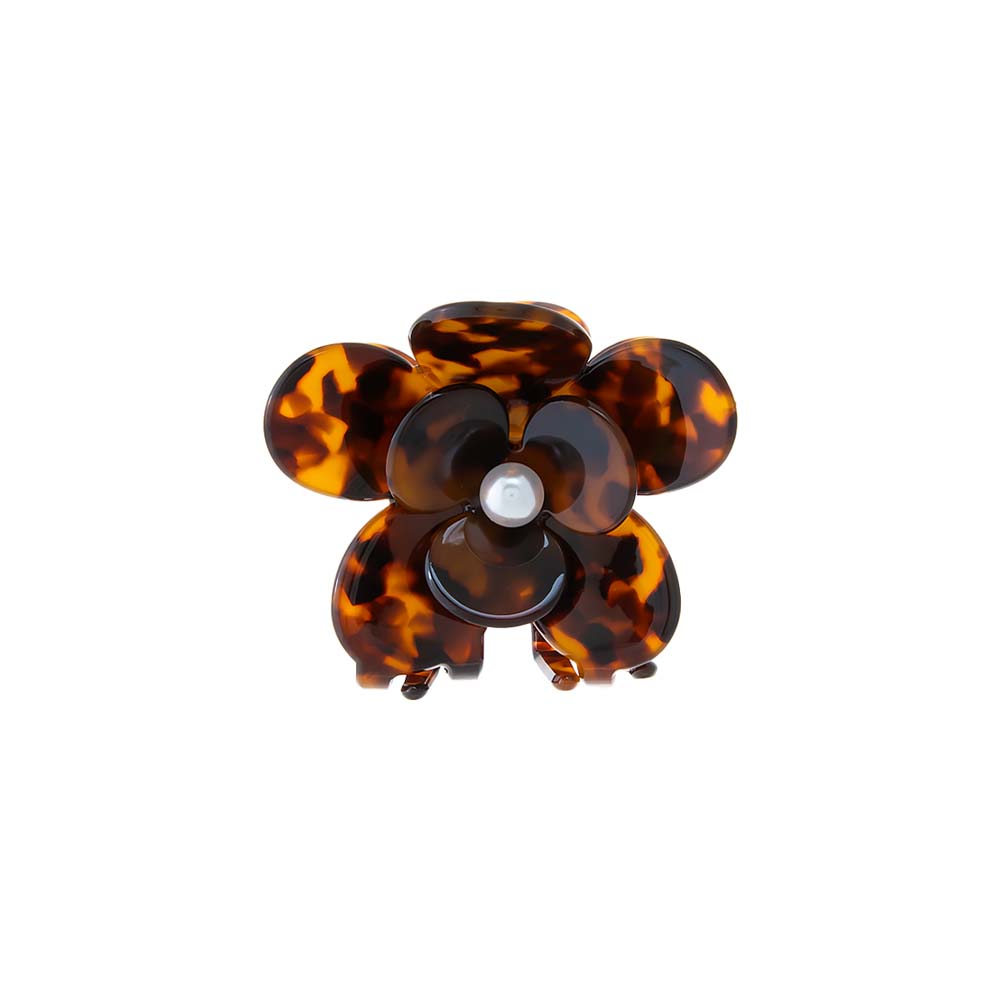 Tortoise Flower Petaled Pearl Claw Clip - Adina's Jewels