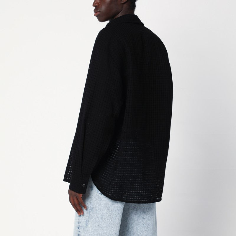 Séfr Black Wes Shirt In Mesh Cotton Men