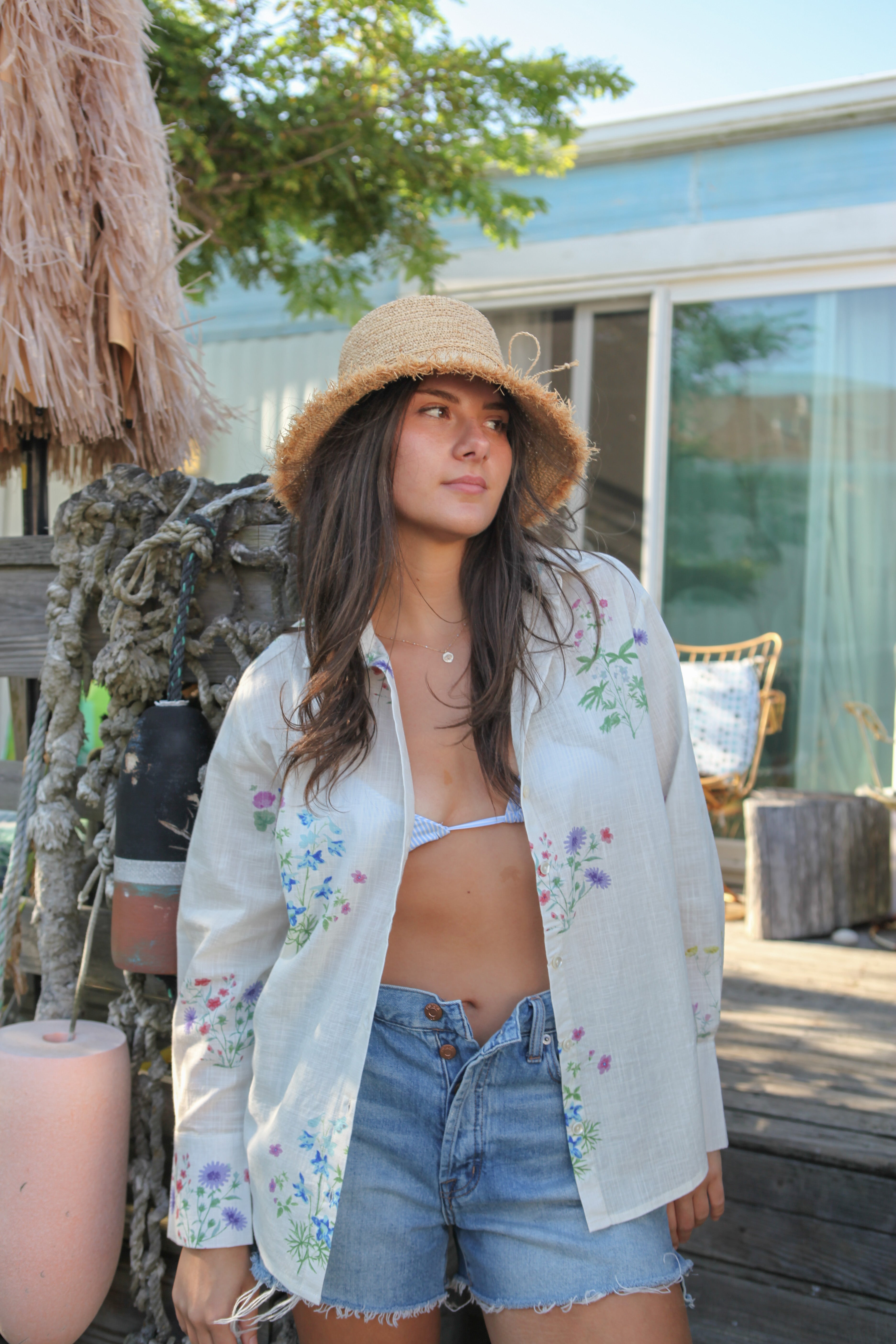 Mable Shirt in Cream Botanical