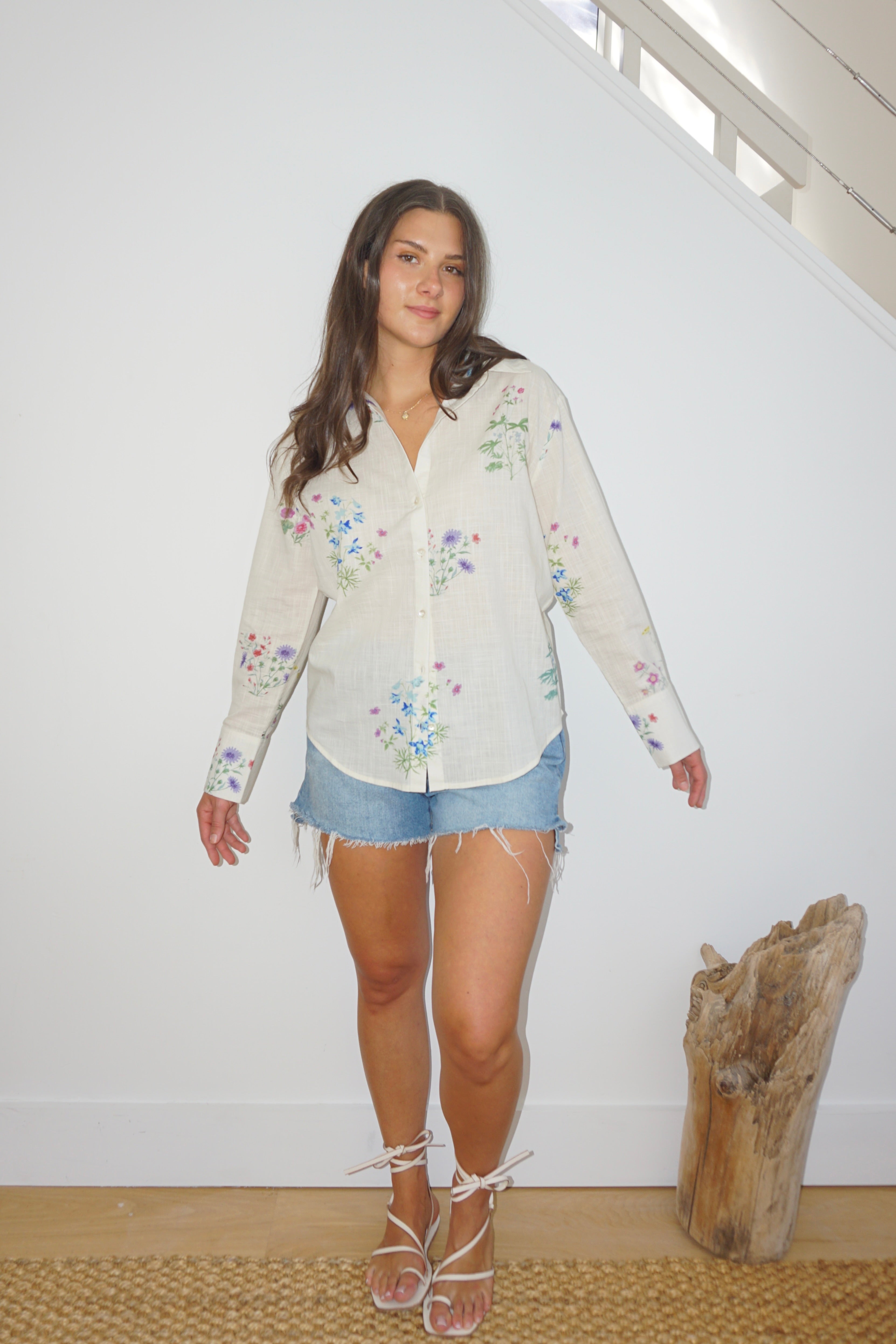 Mable Shirt in Cream Botanical