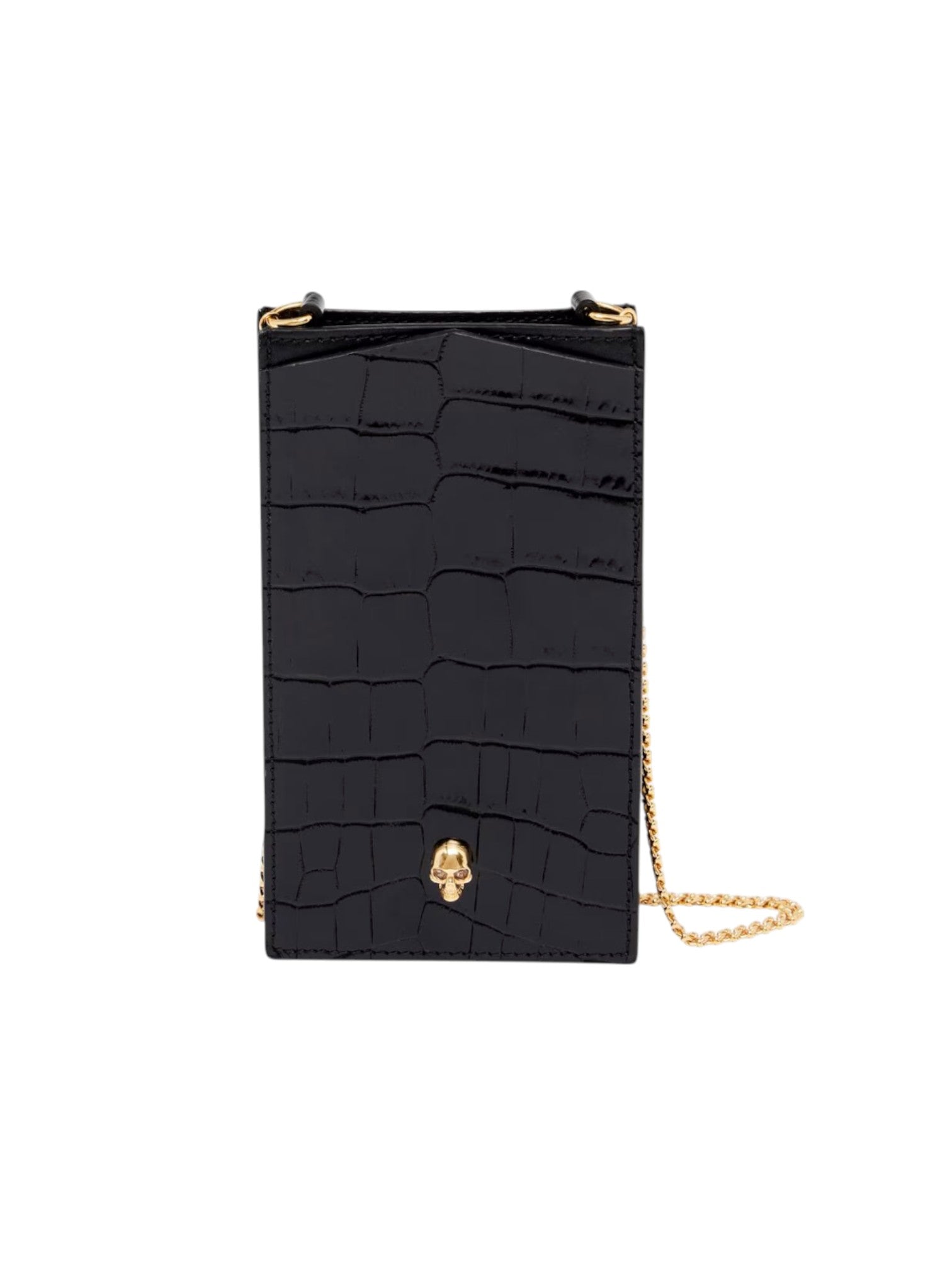 Alexander McQueen Women's Skull Phone Case with Chain in Black