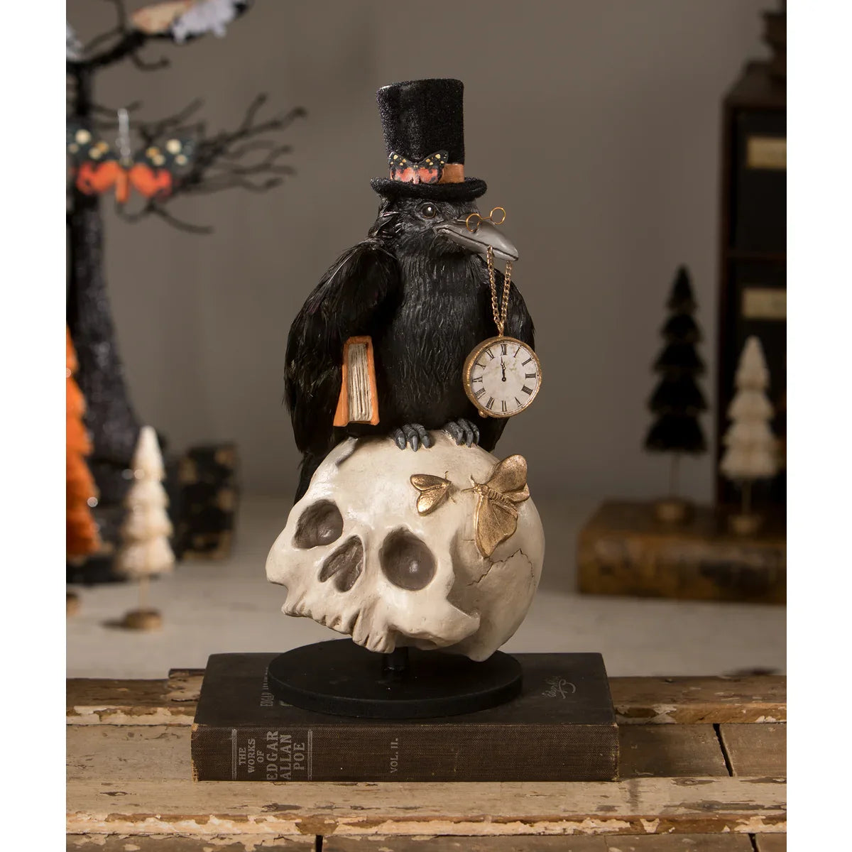 Midnight Crow On Skull by Bethany Lowe Designs