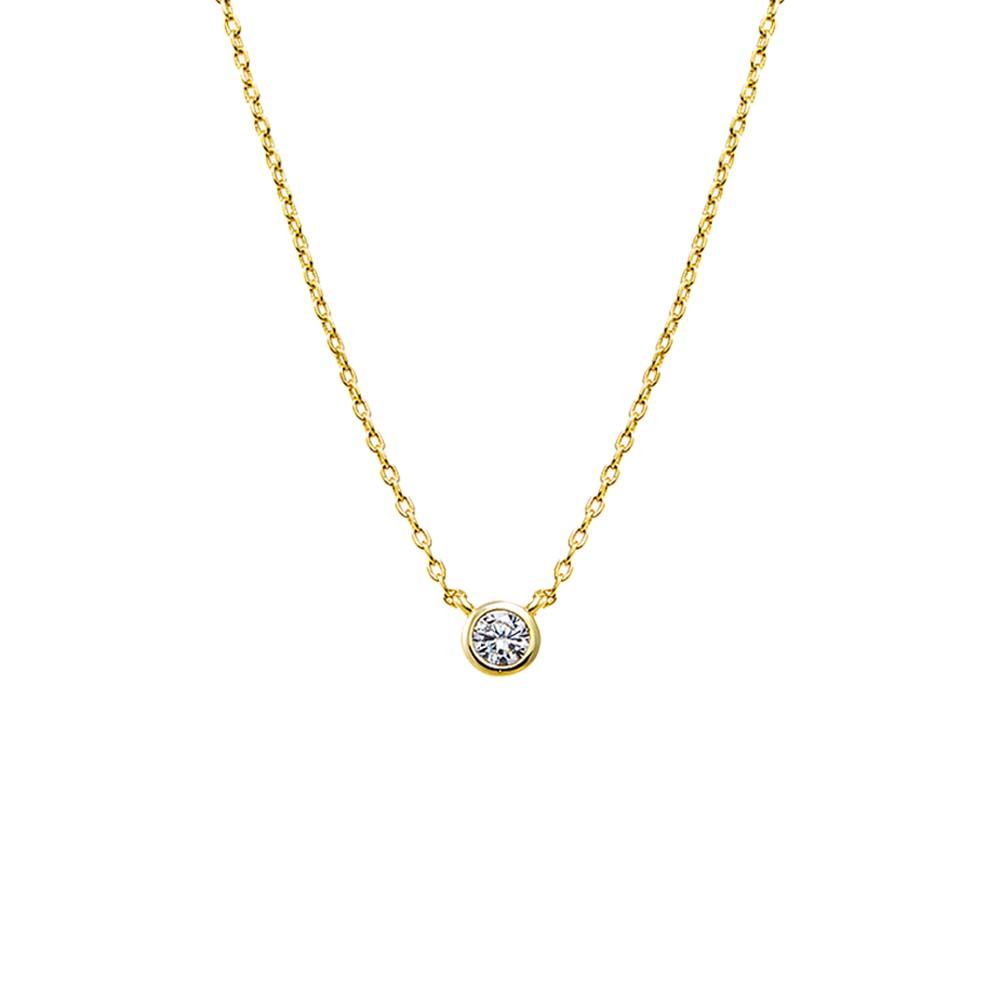 Mini CZ Bezel Pendant Necklace