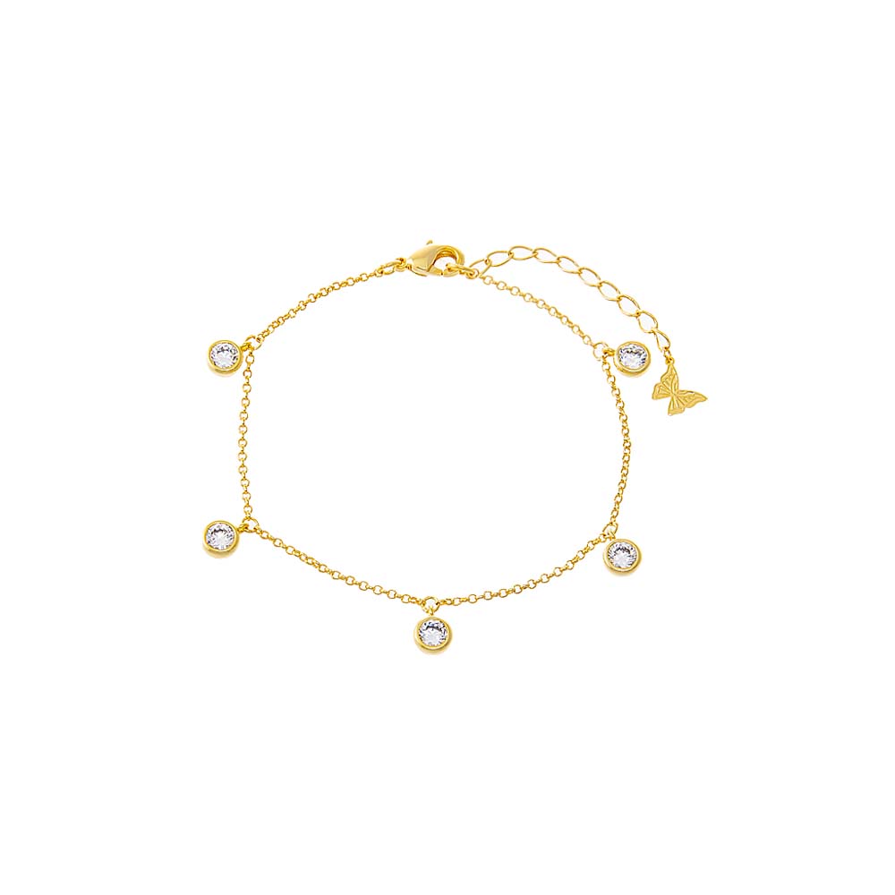 Mini Multi CZ Bezel Dangling Charm Bracelet