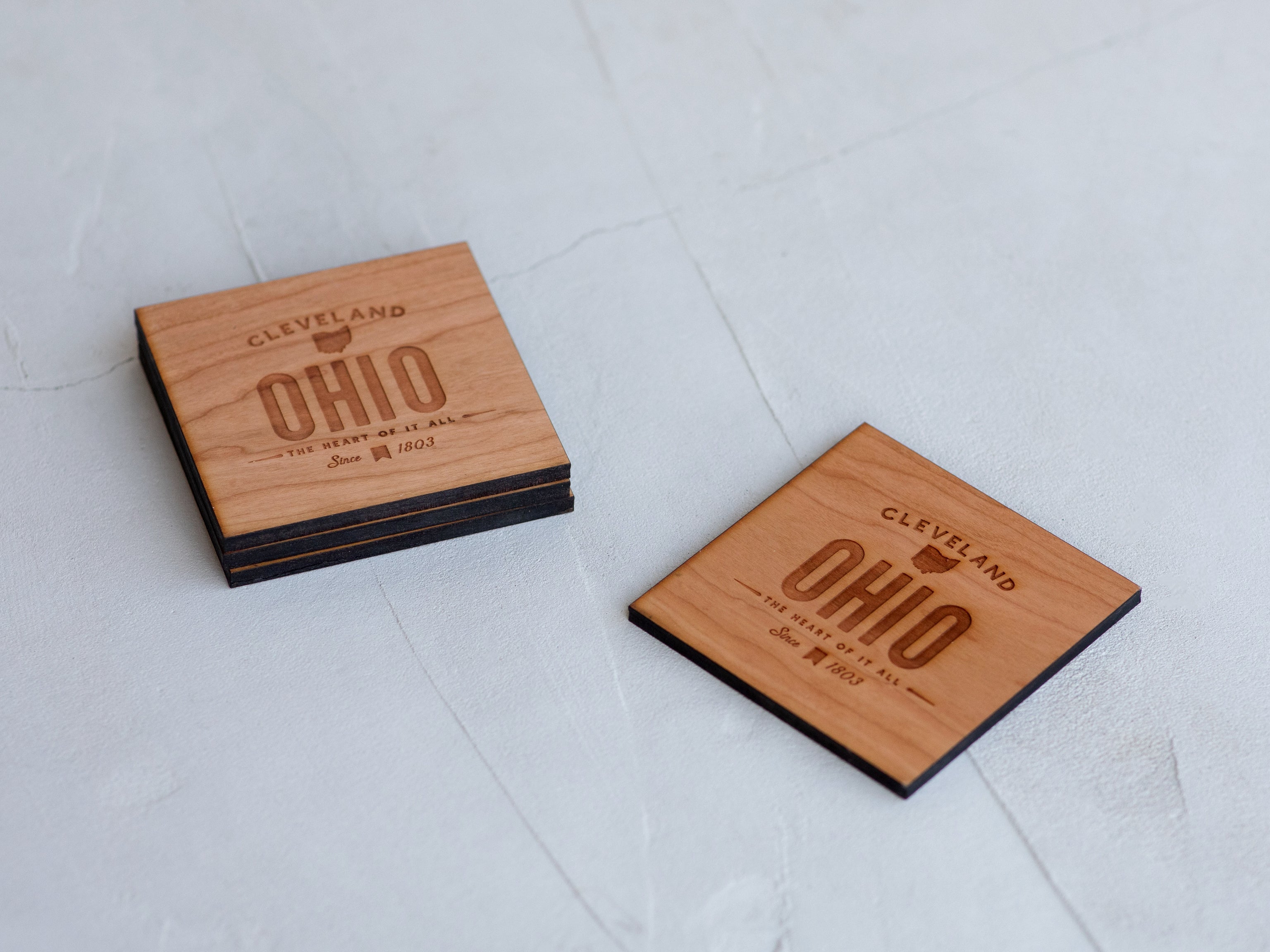 Custom City State Wooden Coasters • Handmade Set of 4