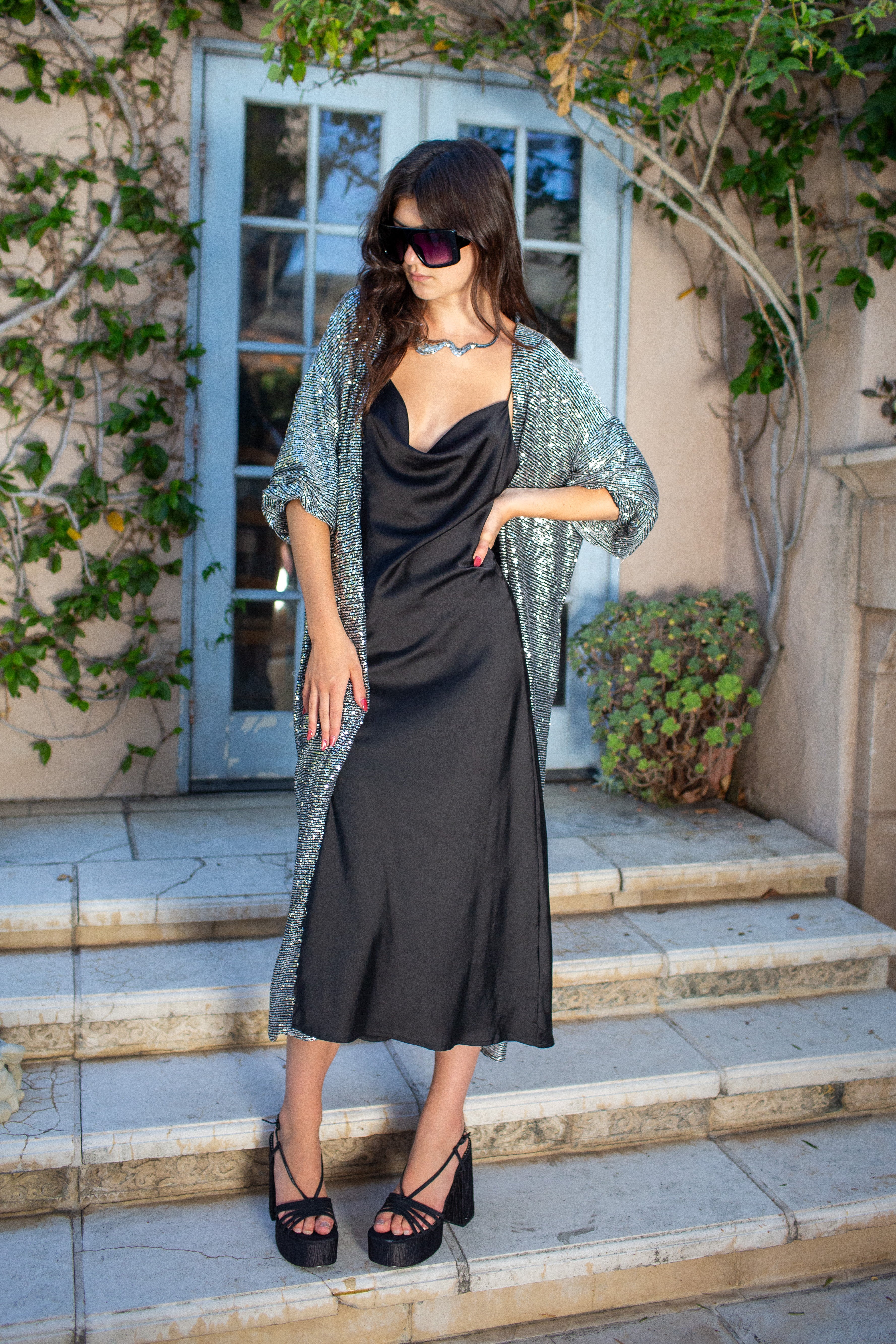 Moonstone Noir Sequin Cocoon Jacket