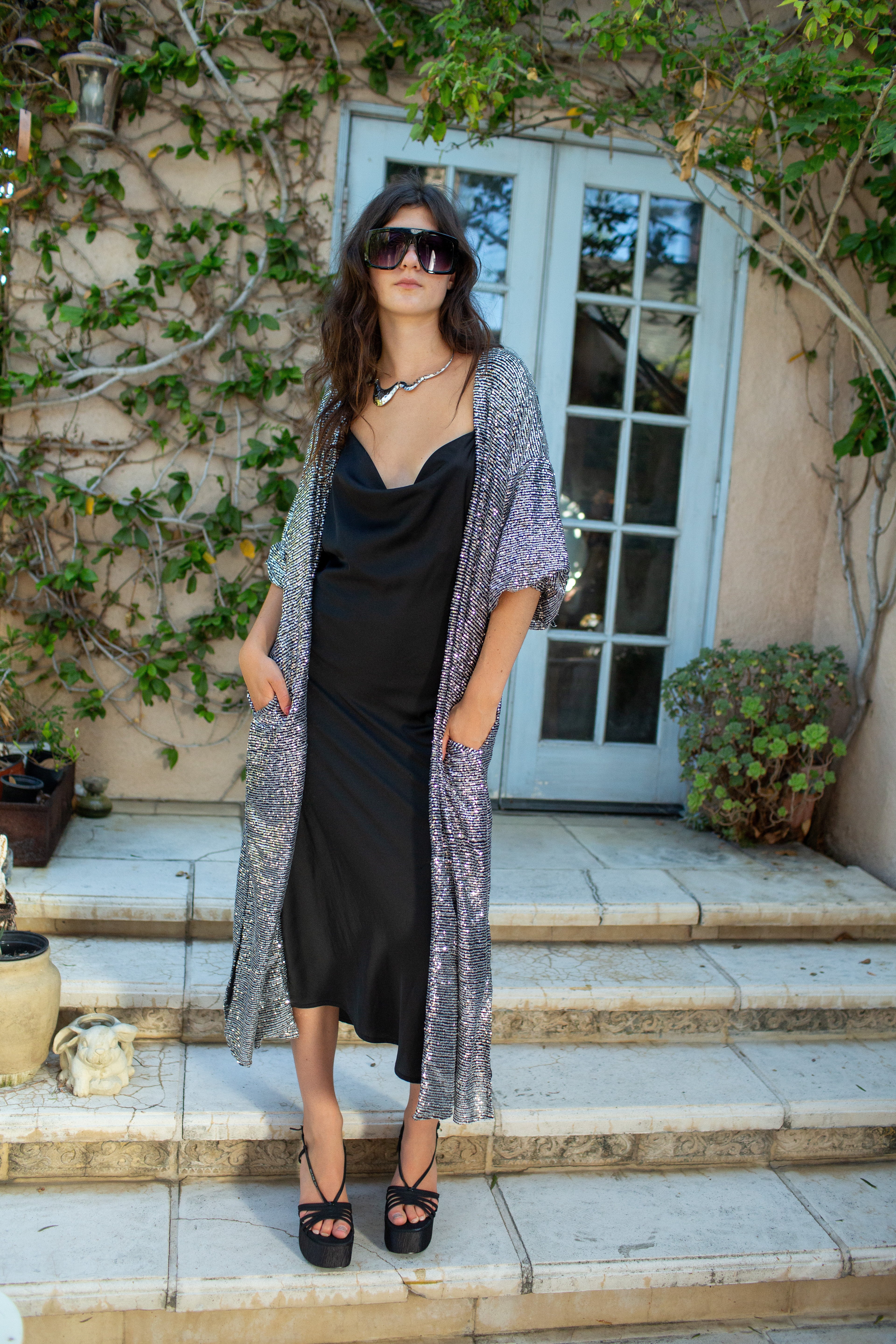 Moonstone Noir Sequin Cocoon Jacket