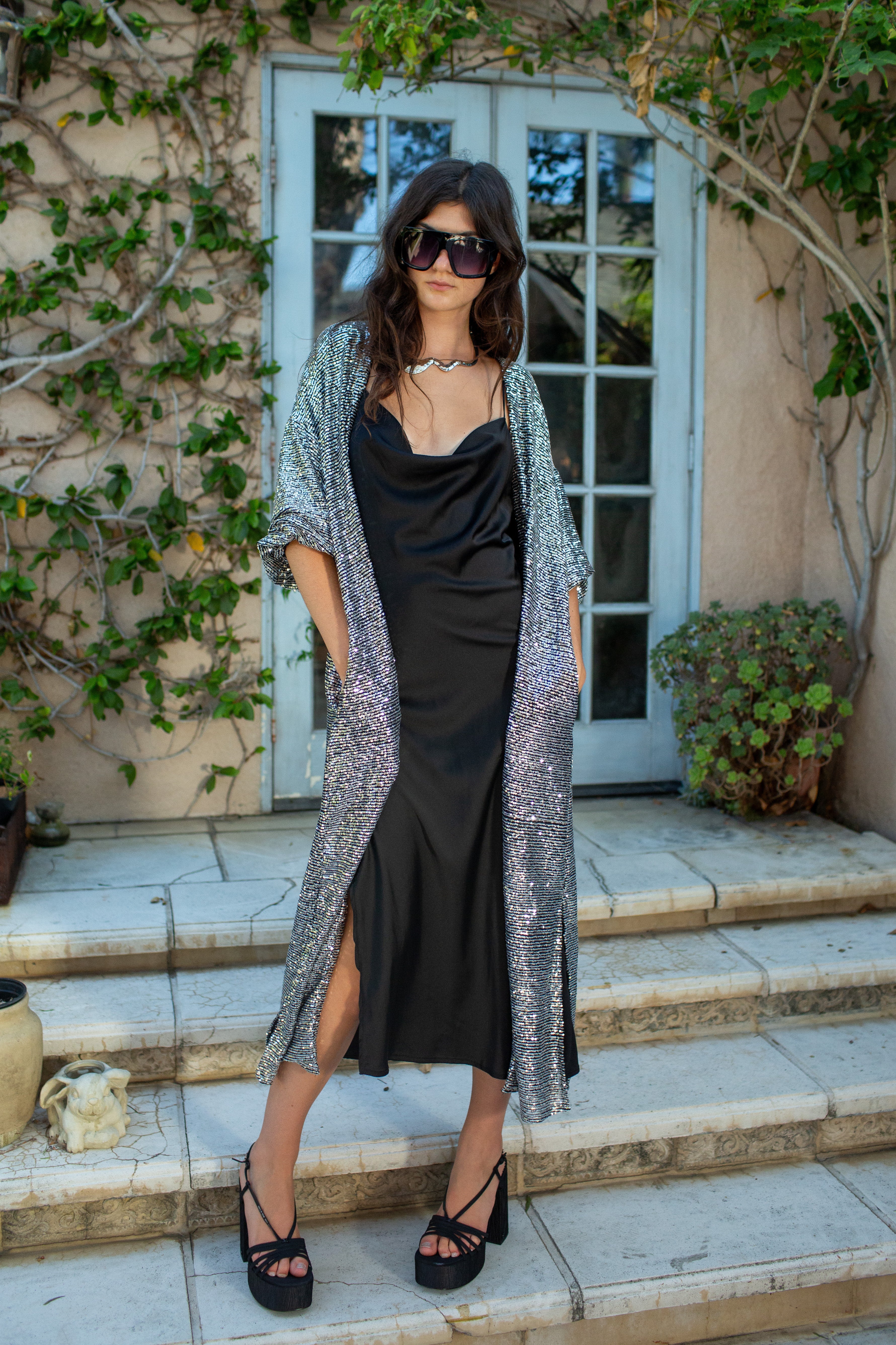 Moonstone Noir Sequin Cocoon Jacket