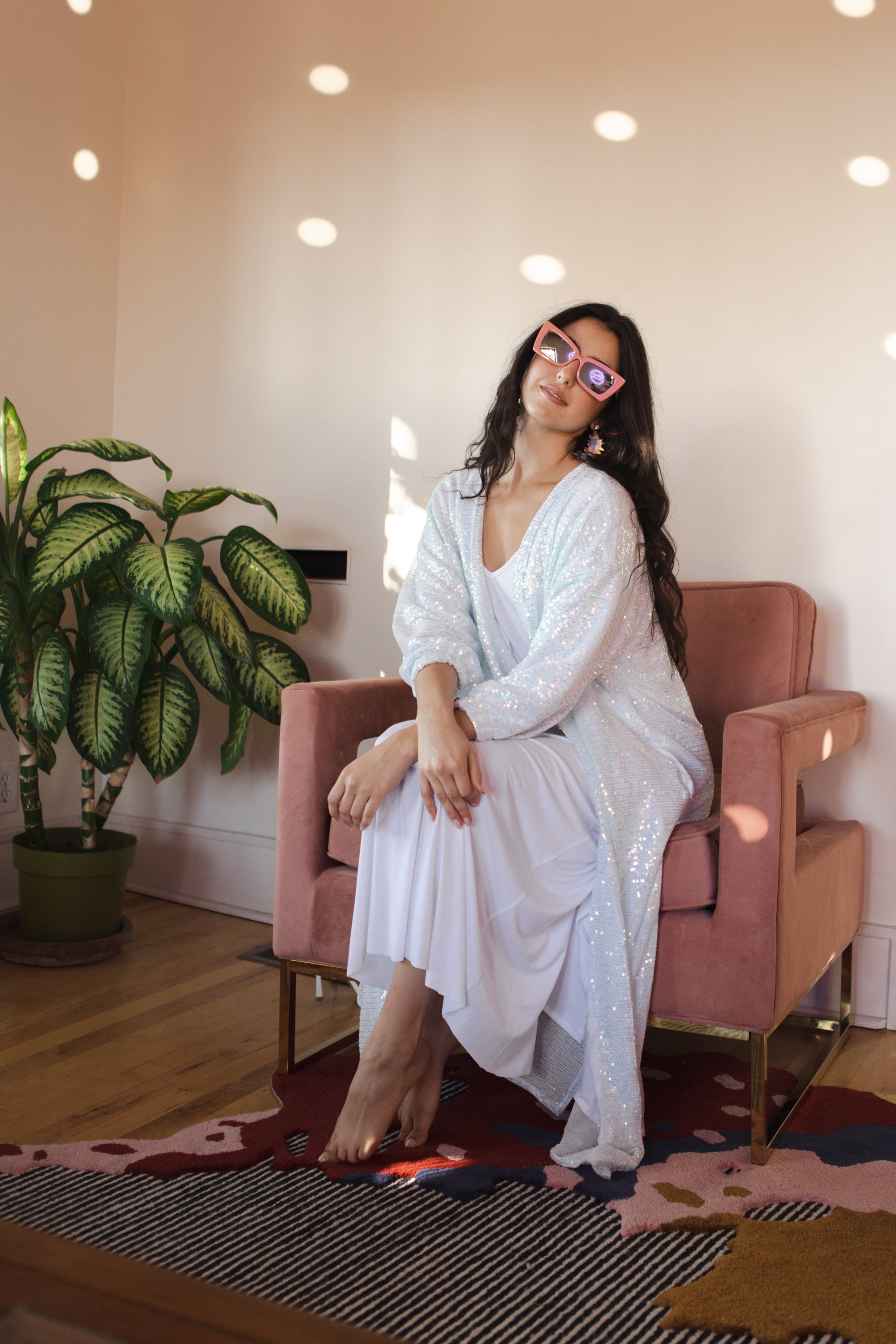 Moonstone Blanc Sequin Cocoon Jacket