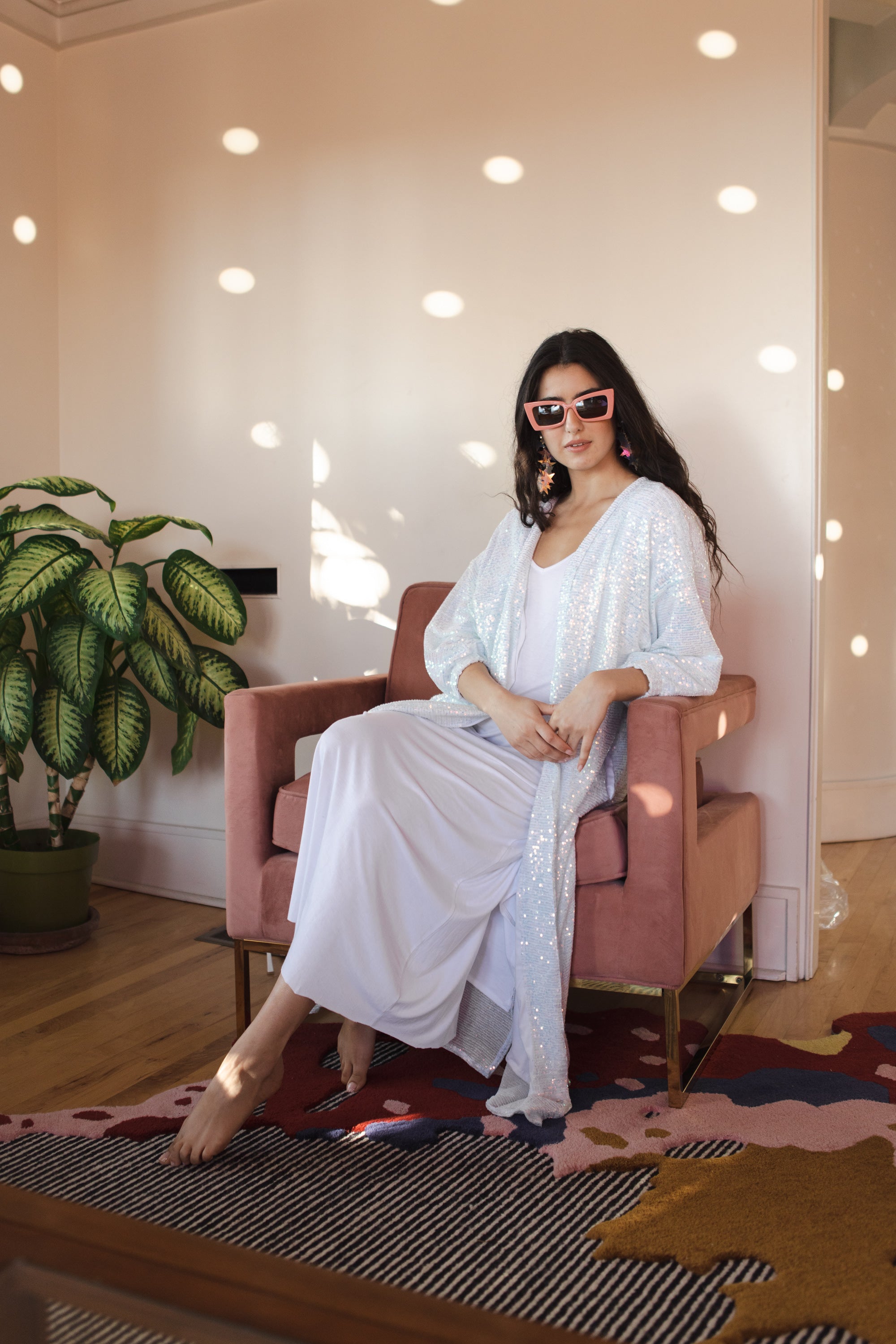 Moonstone Blanc Sequin Cocoon Jacket