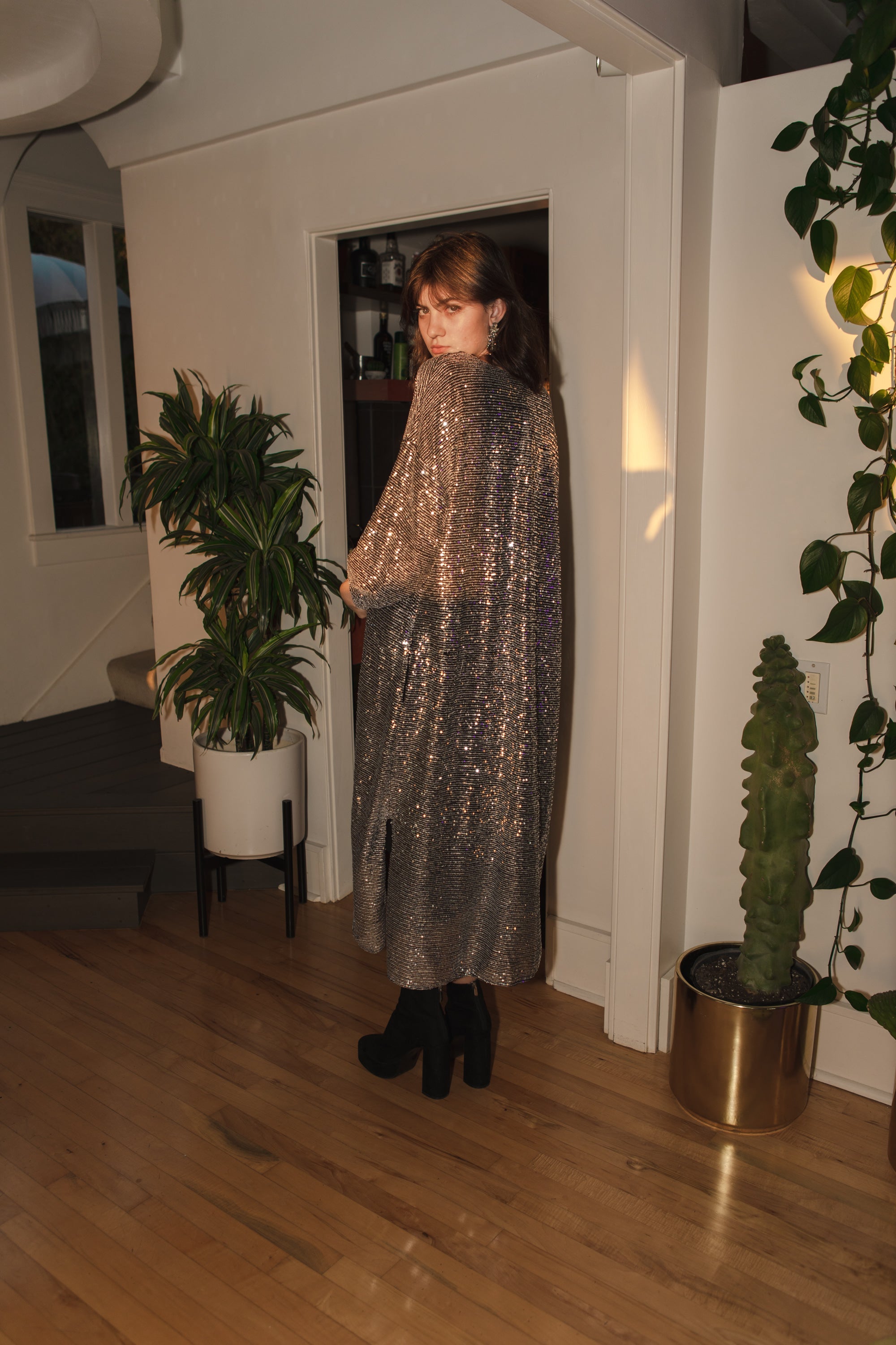 Moonstone Noir Sequin Cocoon Jacket