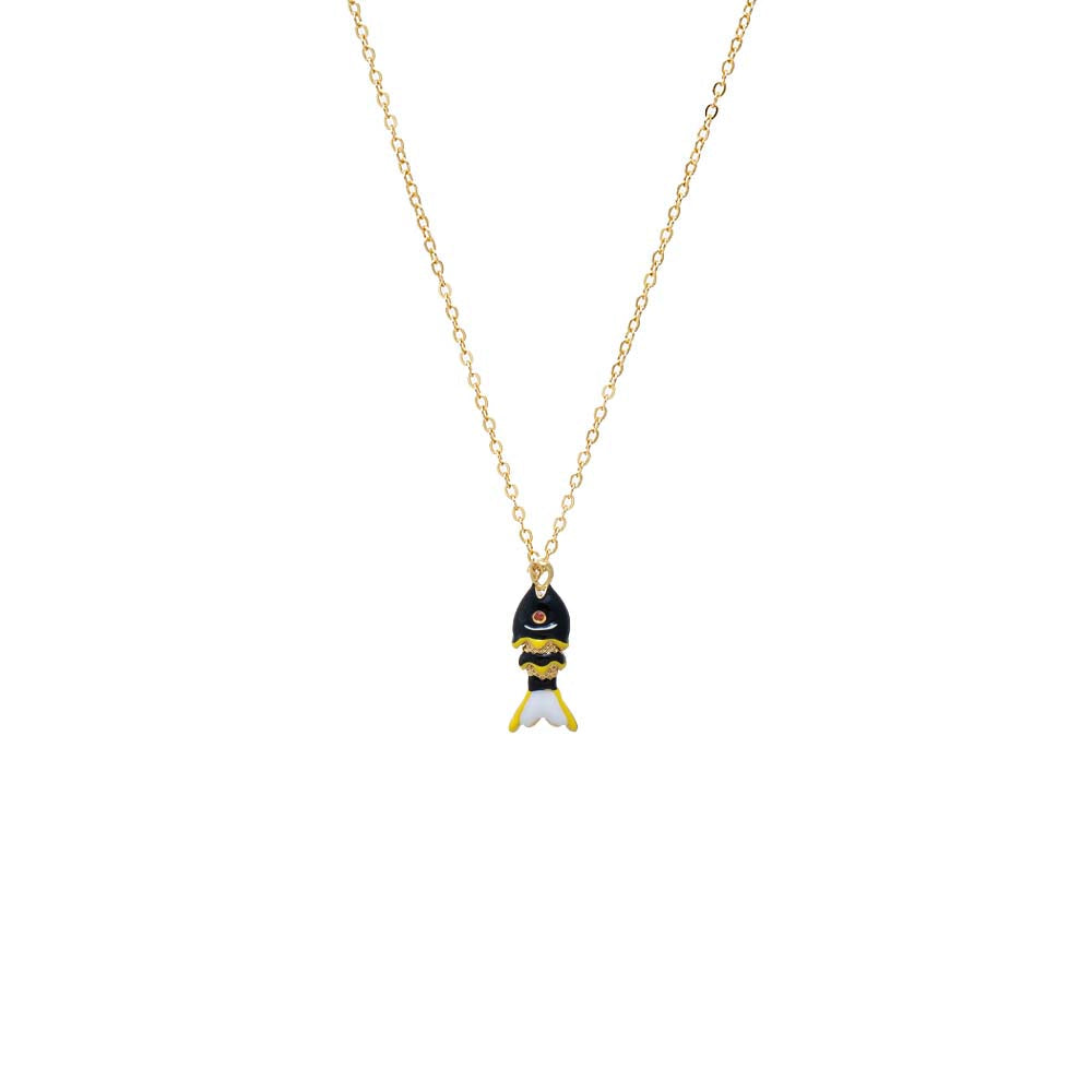 Black Colored Mini Fish Pendant Necklace - Adina's Jewels