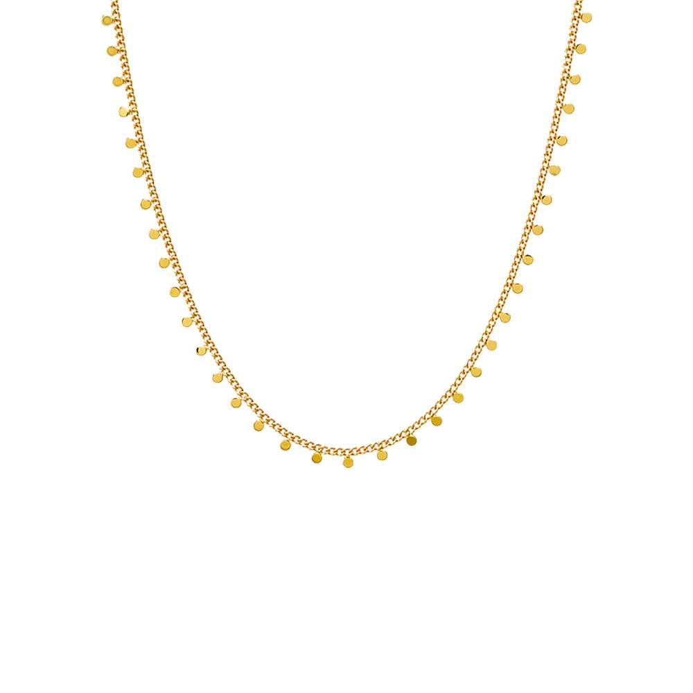 Gold / 14" Solid Dangling Discs Cuban Link Necklace - Adina's Jewels