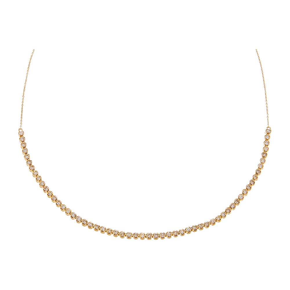 14K Gold / 2 Carats Cupcake Set Diamond Tennis Choker 14K - Adina's Jewels