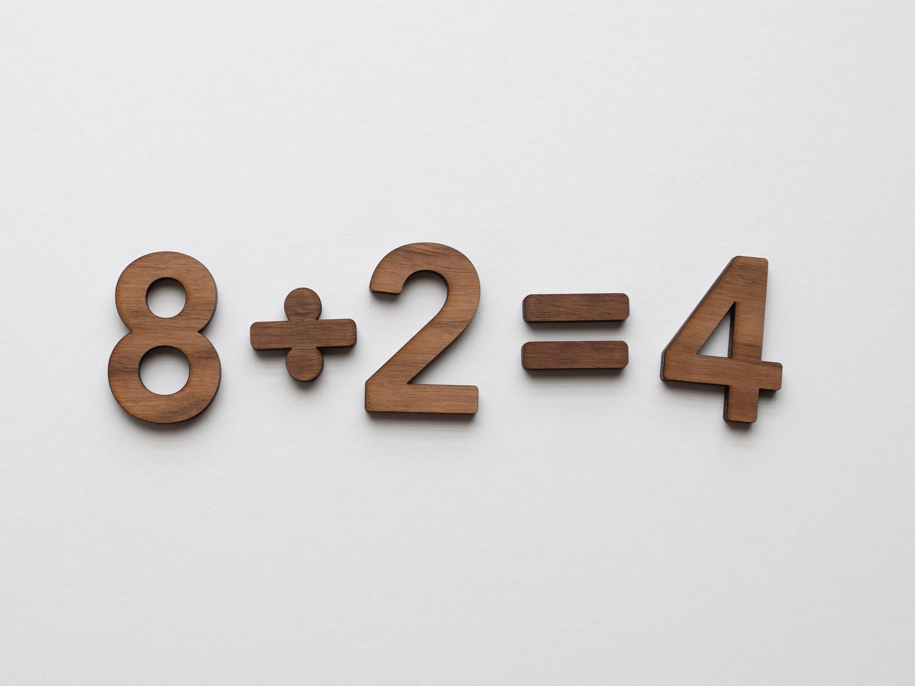 Wooden Number Set • Wood Numerals & Math Symbols in Walnut