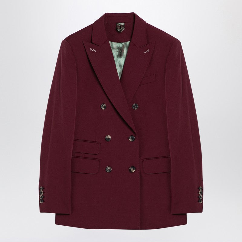 Max Mara Bordeaux Double-Breasted Jacket In Wool Women