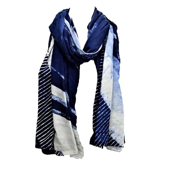 Serenity Indigo handprinted scarf by OMSutra