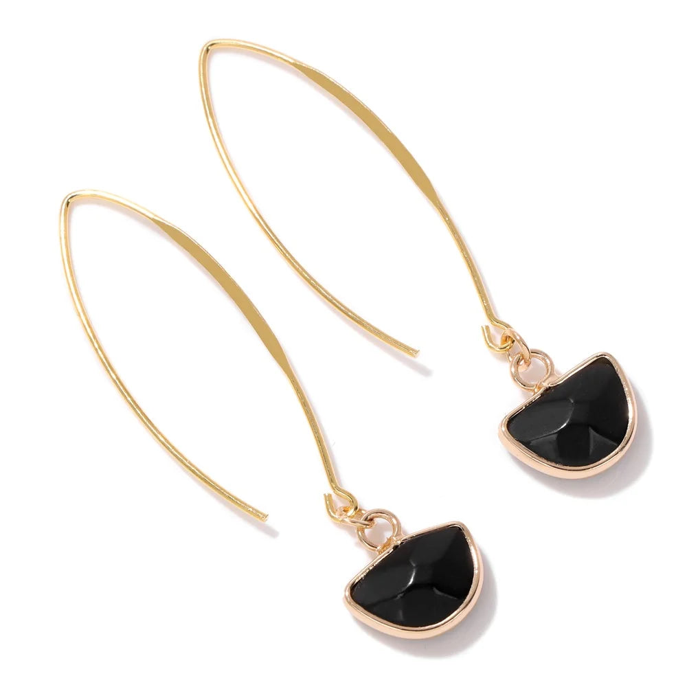 Crystal Faceted Teardrop Gold Earrings