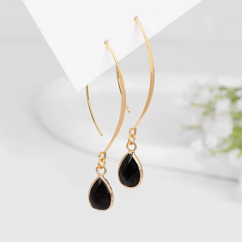 Crystal Faceted Teardrop Gold Earrings