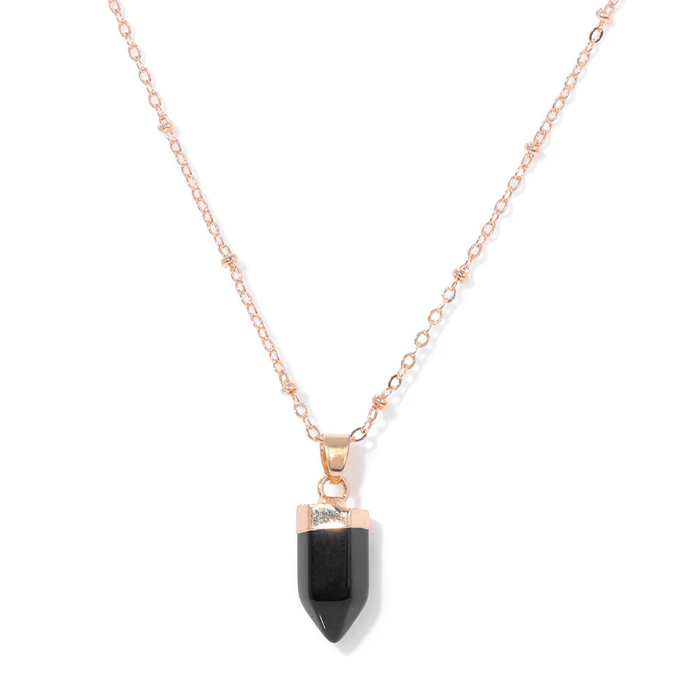Crystal Point Gold Pendant Necklaces
