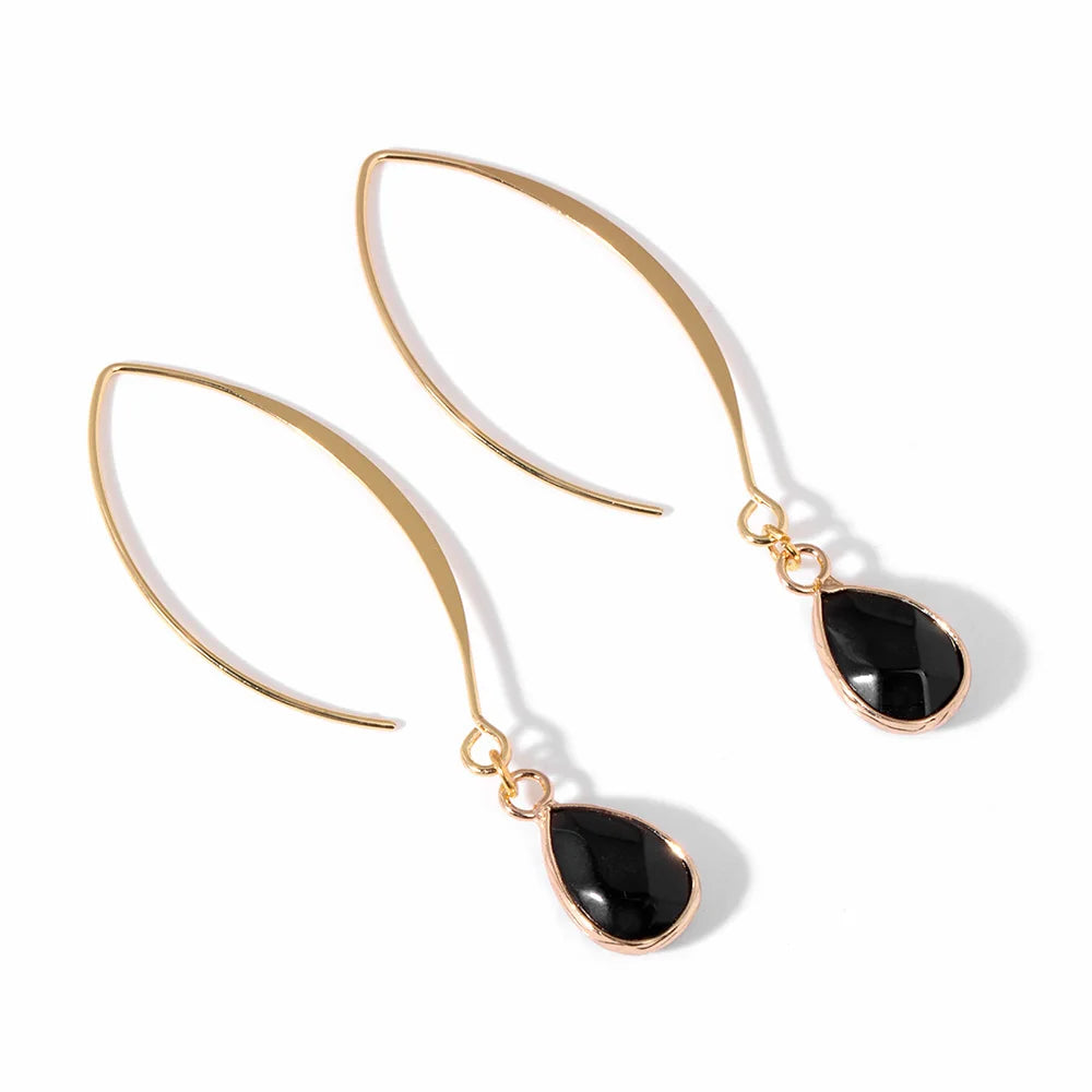 Crystal Faceted Teardrop Gold Earrings