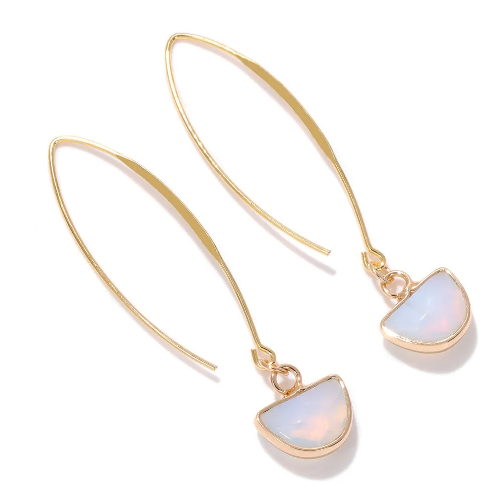 Crystal Faceted Teardrop Gold Earrings