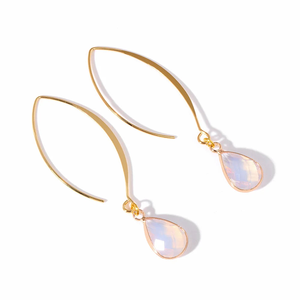 Crystal Faceted Teardrop Gold Earrings