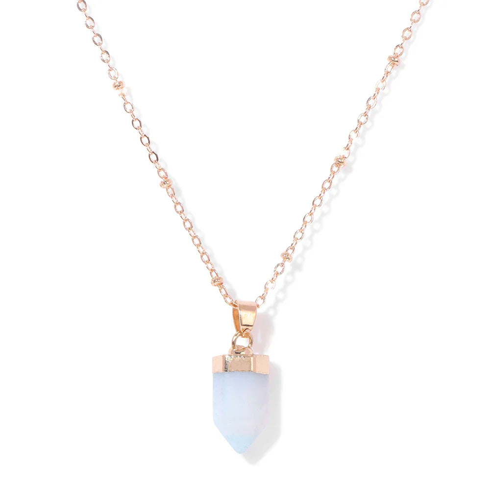Crystal Point Gold Pendant Necklaces