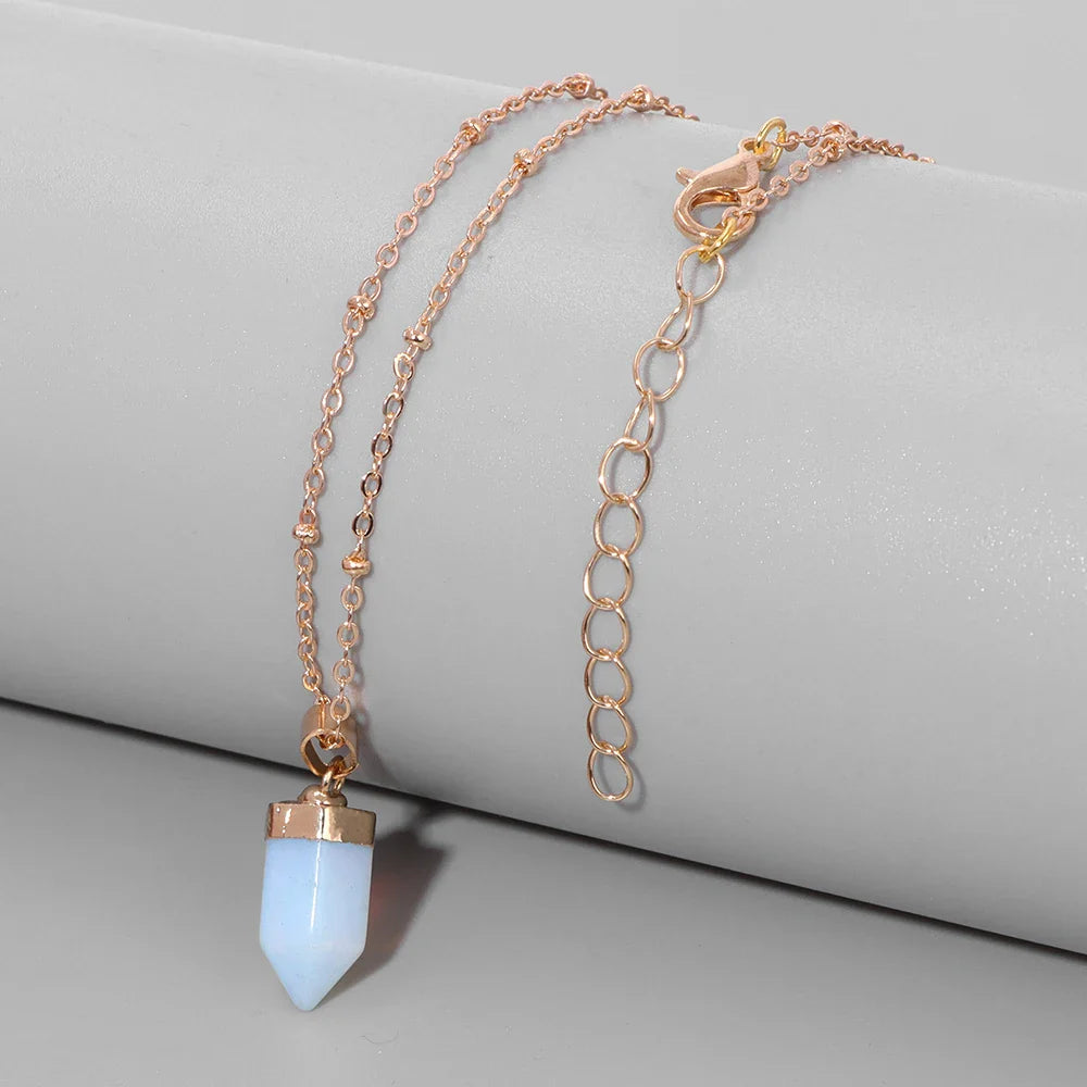 Crystal Point Gold Pendant Necklaces