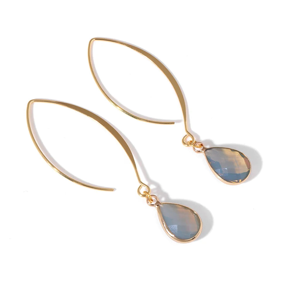 Crystal Faceted Teardrop Gold Earrings