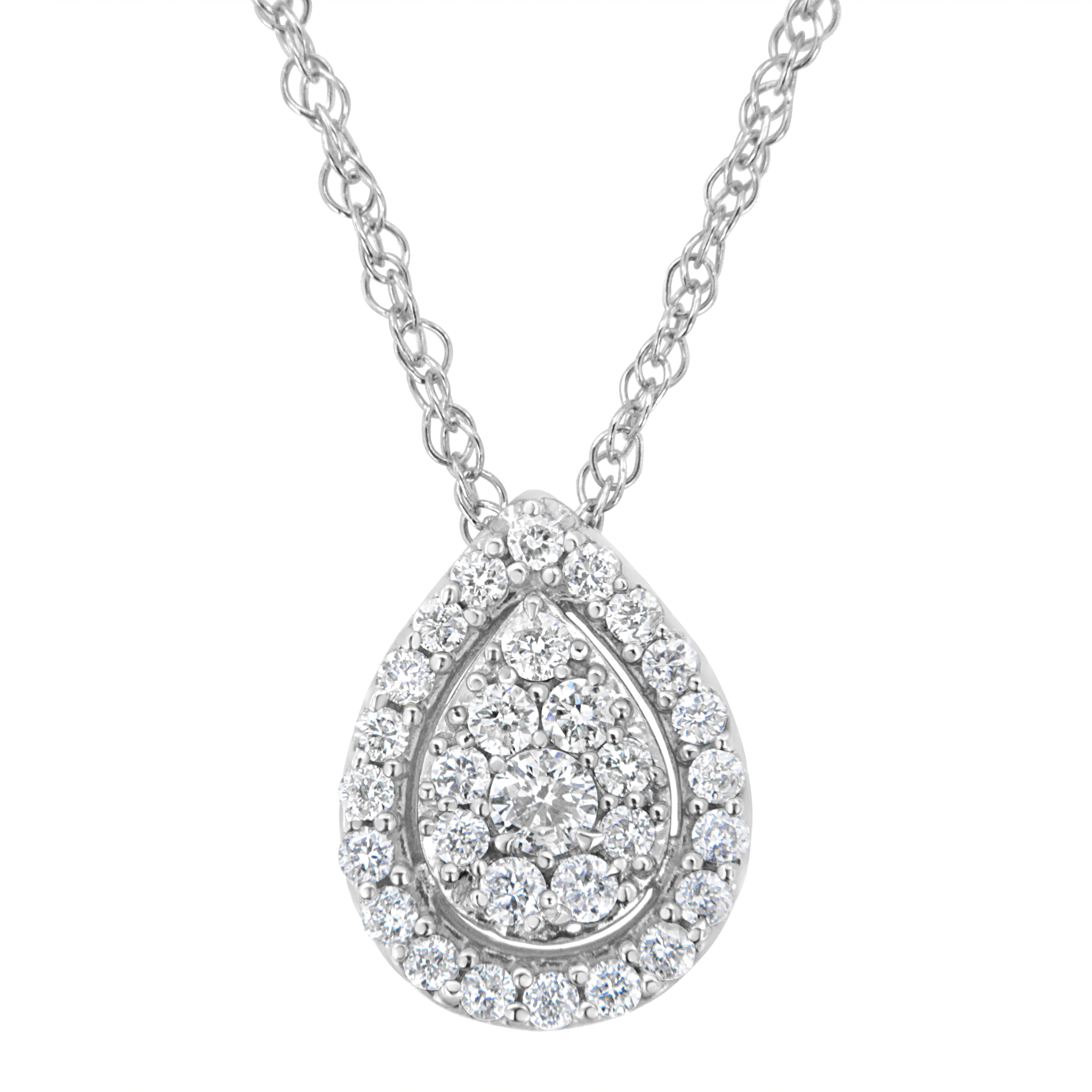 .925 Sterling Silver 3/8 Cttw Lab Grown Diamond Drop Pendant Necklace (F-G Color, Vs2-Si1 Clarity)