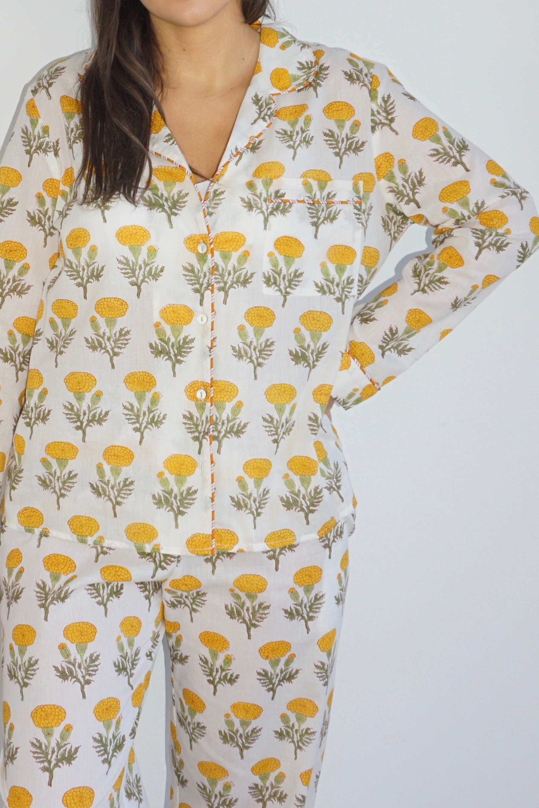 PJ Set - Long Sleeve Long Pant in Marigold