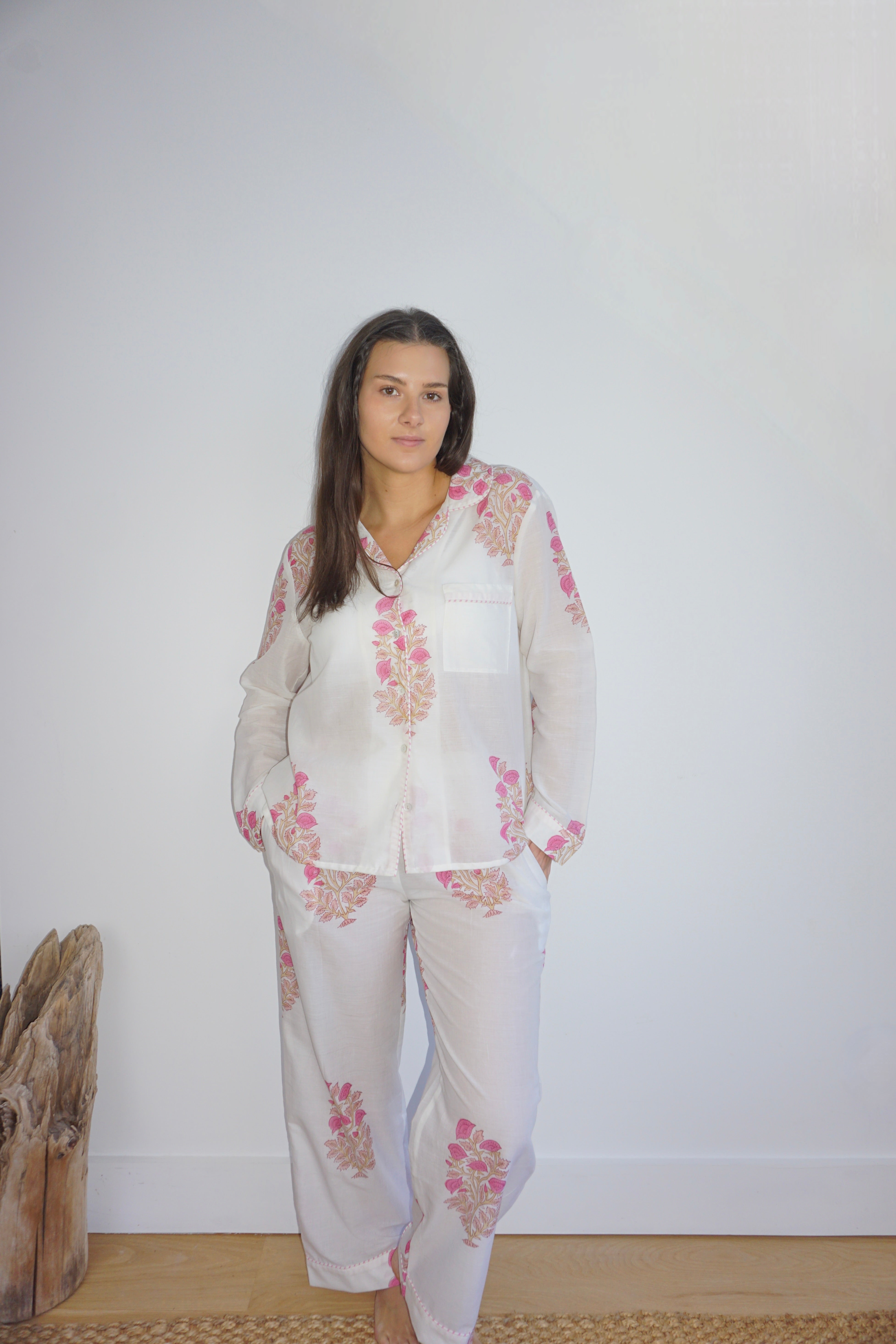 PJ Set - Long Sleeve Long Pant in Pink Peony