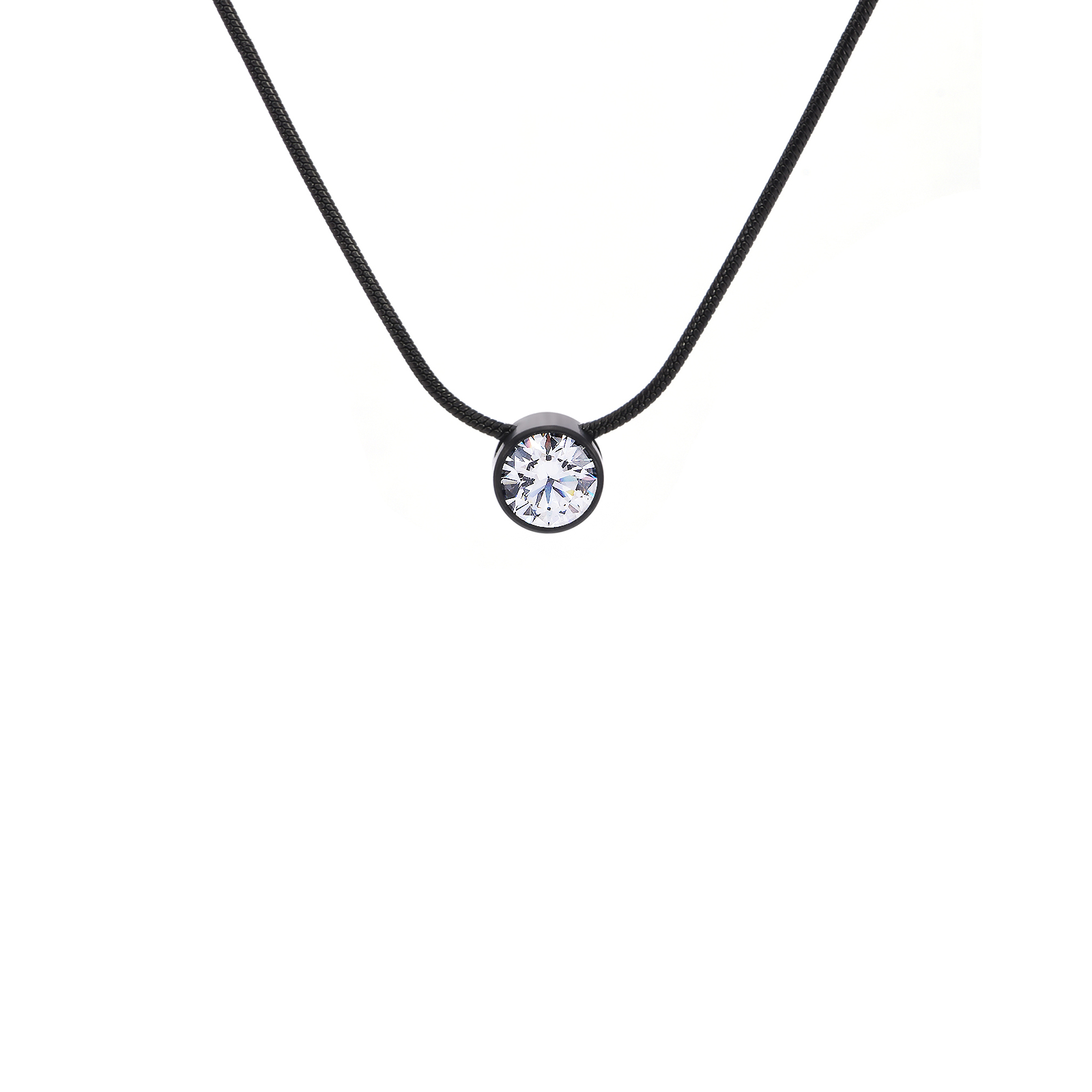 PT101B B.Tiff Black 1 ct Solitaire Pendant