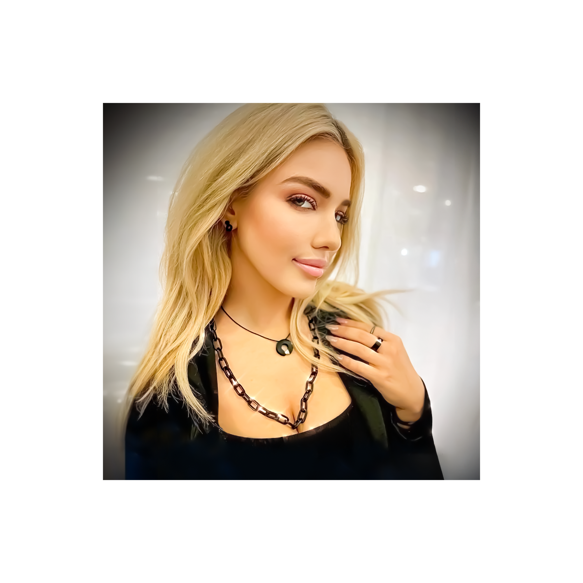 C200B B.Tiff Black Paperclip Chain Necklace by B.Tiff New York