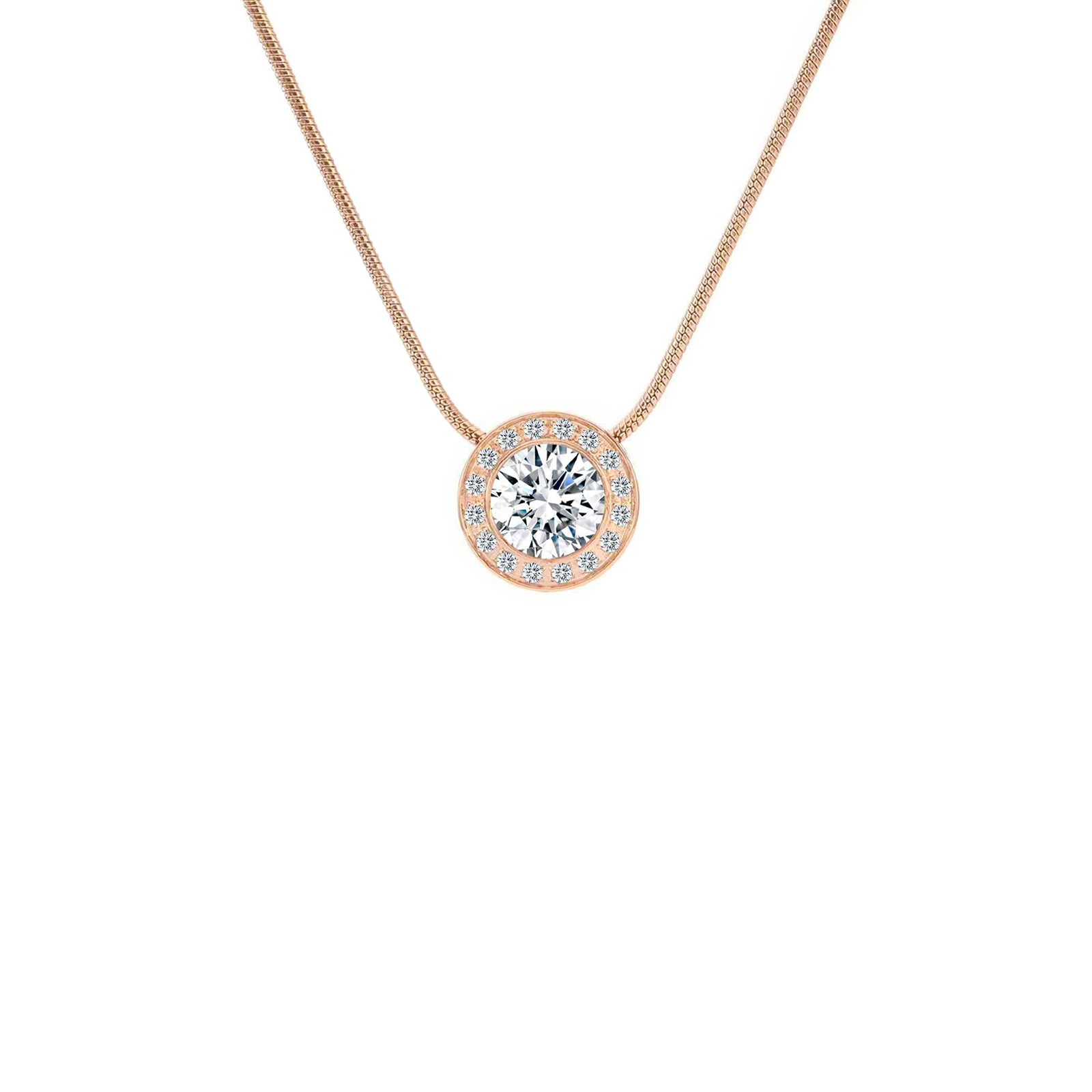 PT125RG B.Tiff Rose Gold Aŭreolo 1ct Pendant