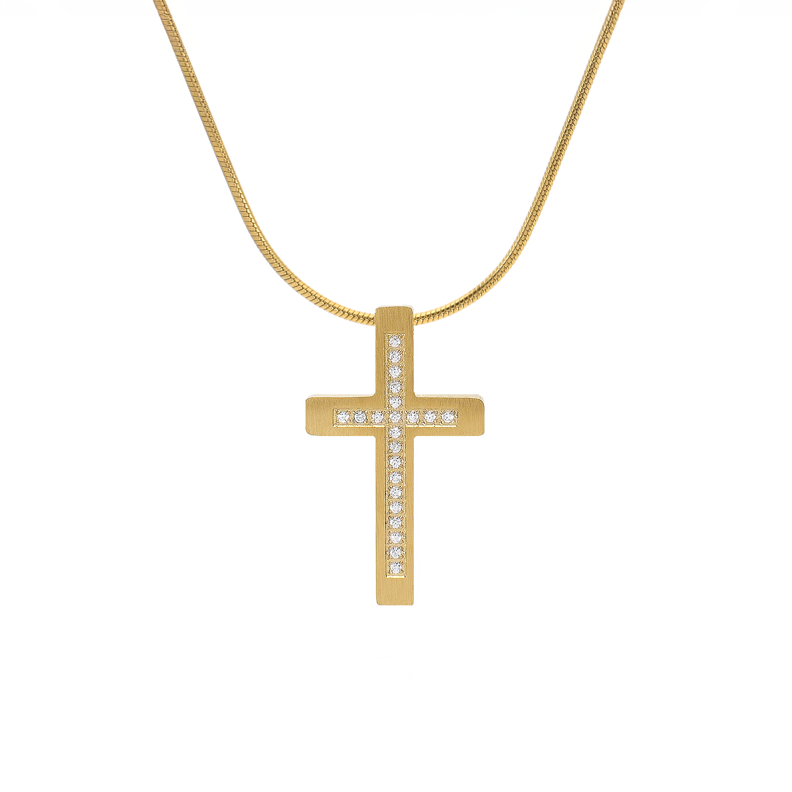 PT229G B.Tiff Gold Pave Cross Pendant by B.Tiff New York