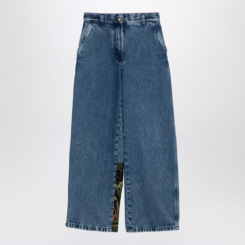 Palm Angels Baggy Jeans With Jungle Insert Women