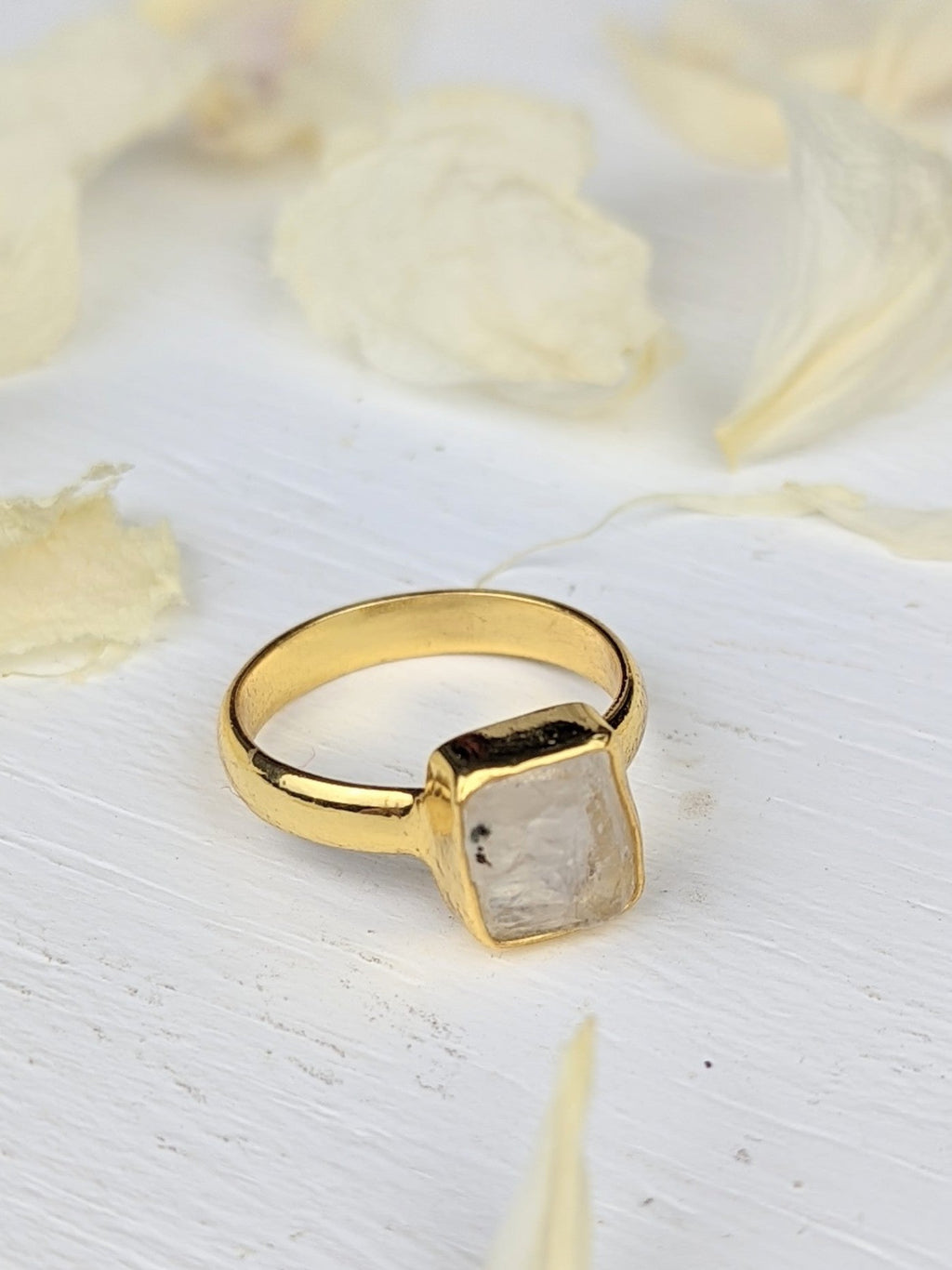 Raw Moonstone Bezel Ring
