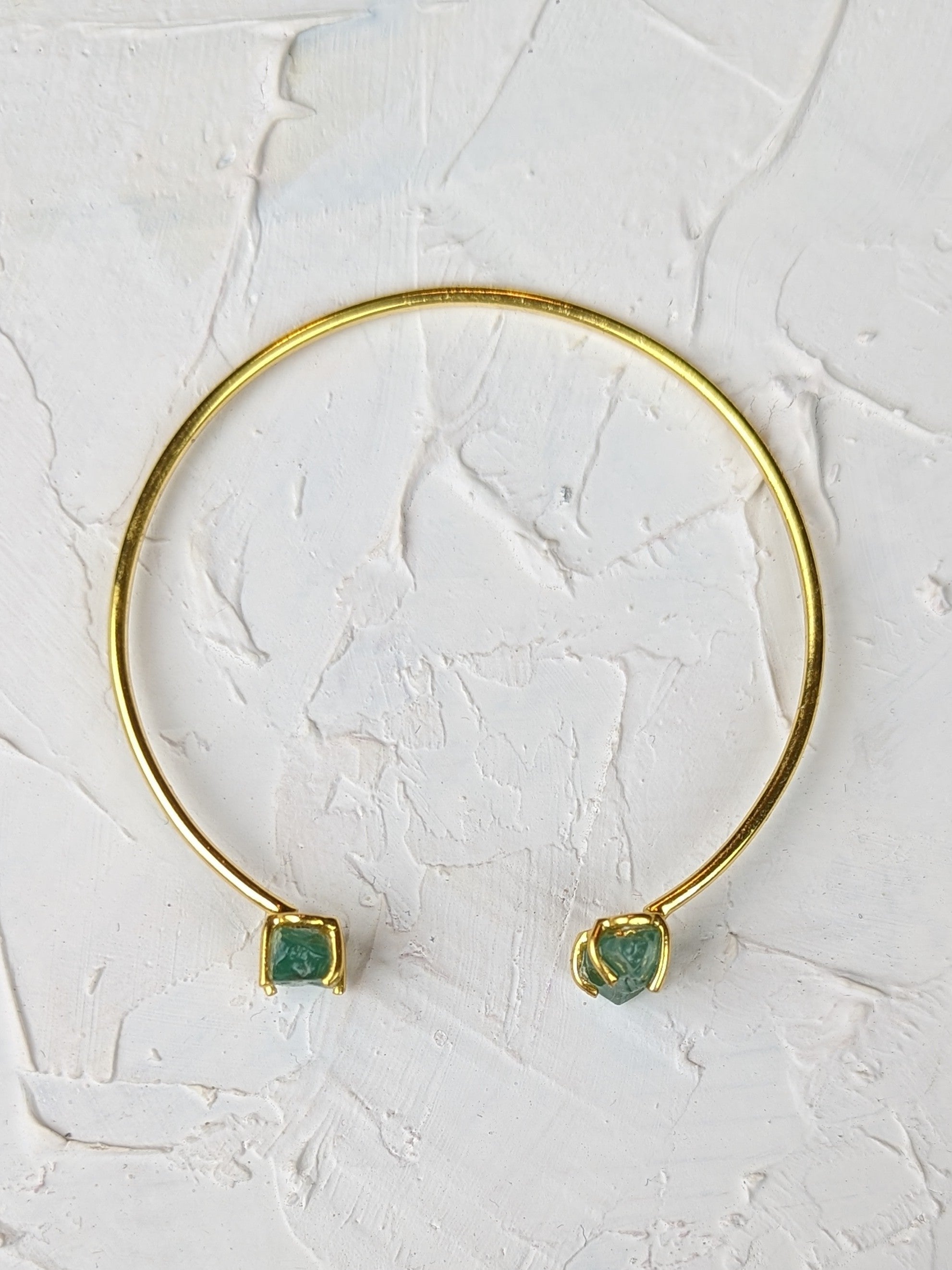 Apatite and Gold Cuff Bracelet