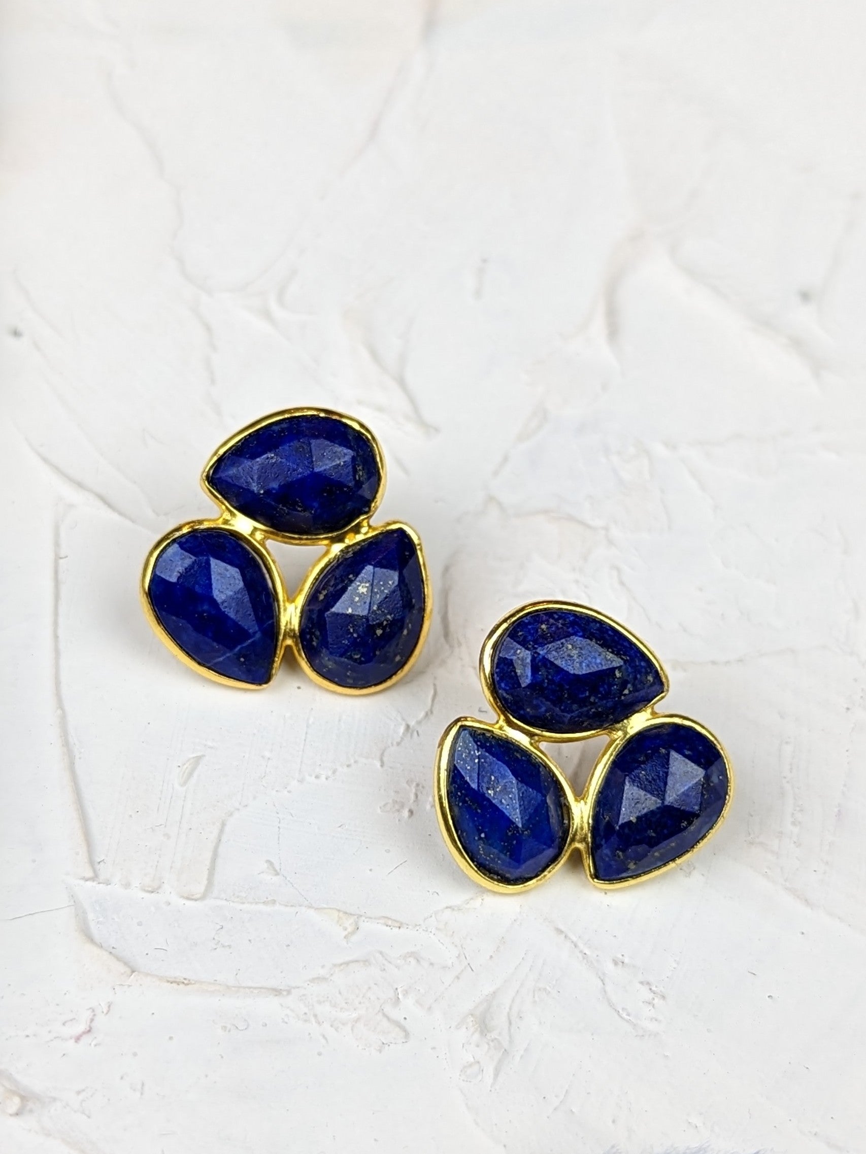 Lapis Cluster Stud Earrings