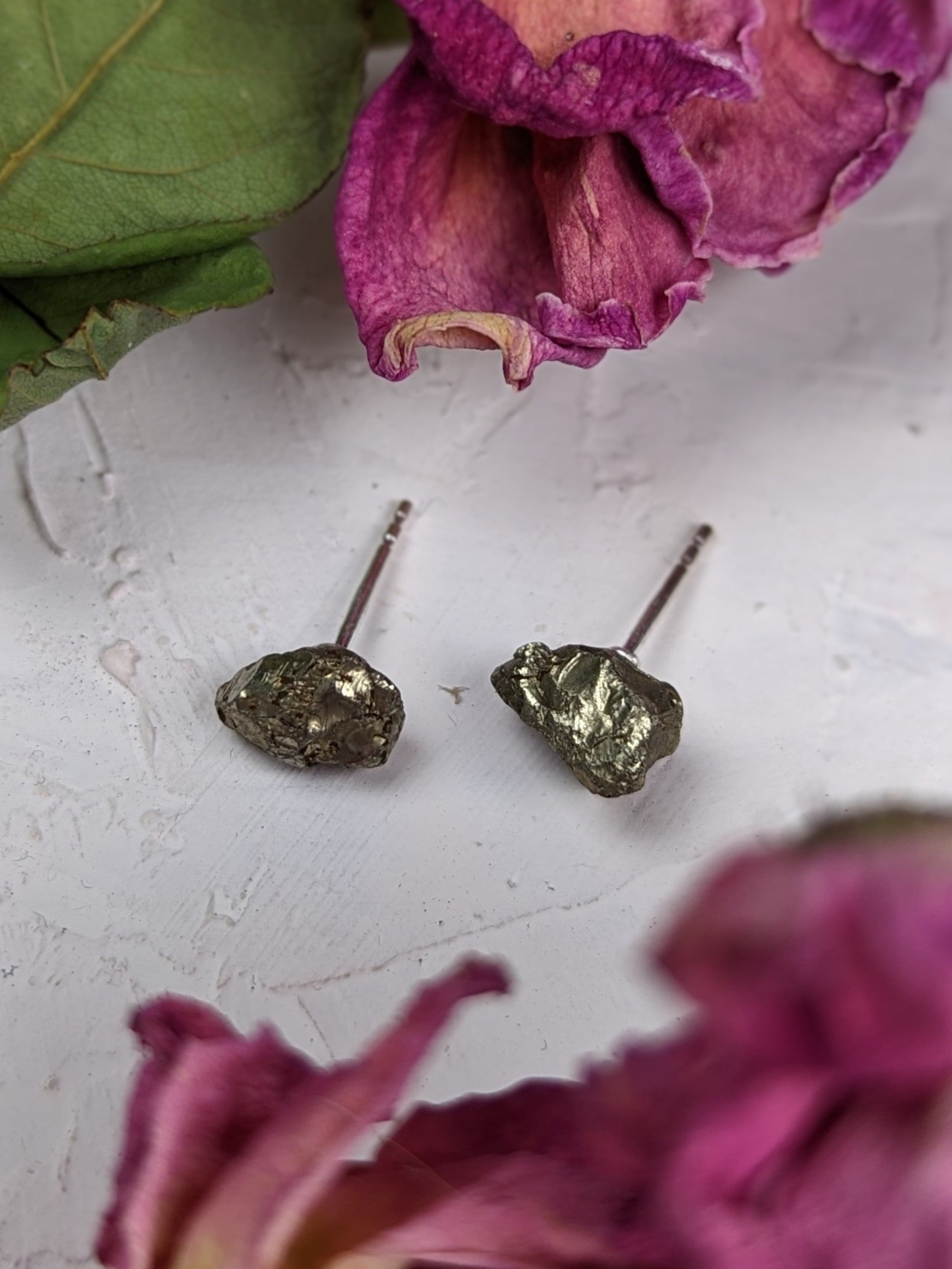 Rough Pyrite Stud Earrings