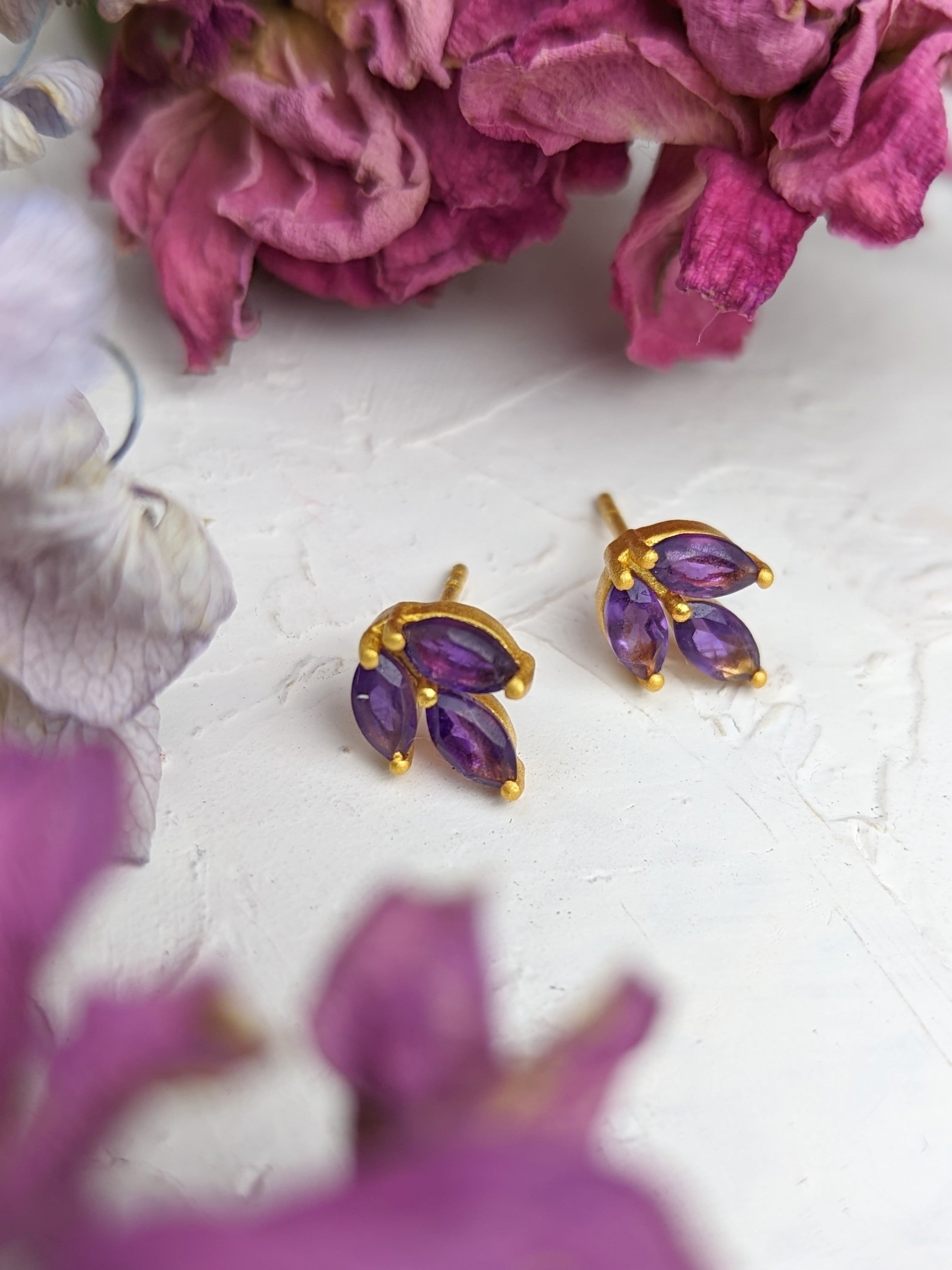 Tri Leaf Stud Earrings