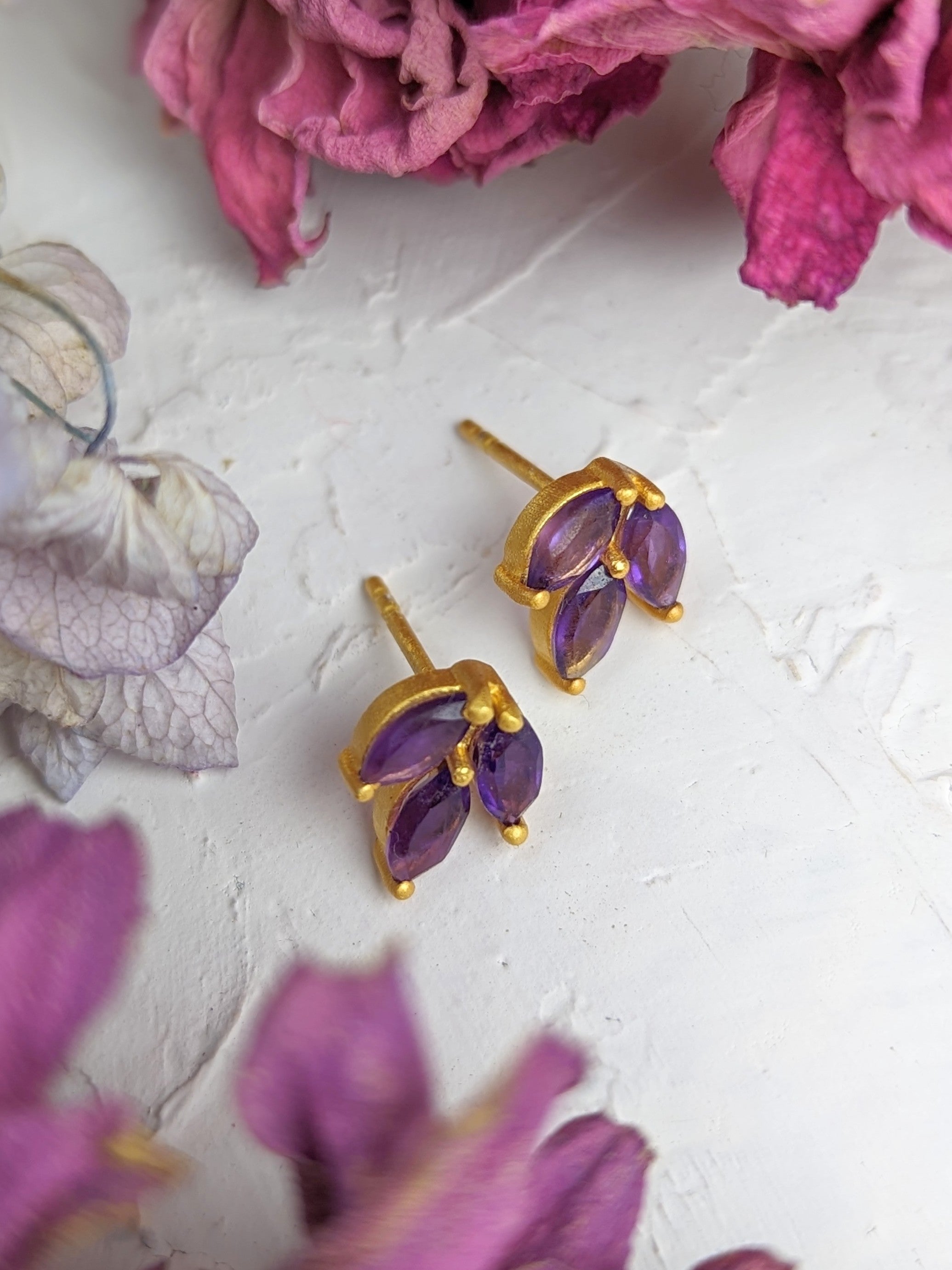 Tri Leaf Stud Earrings