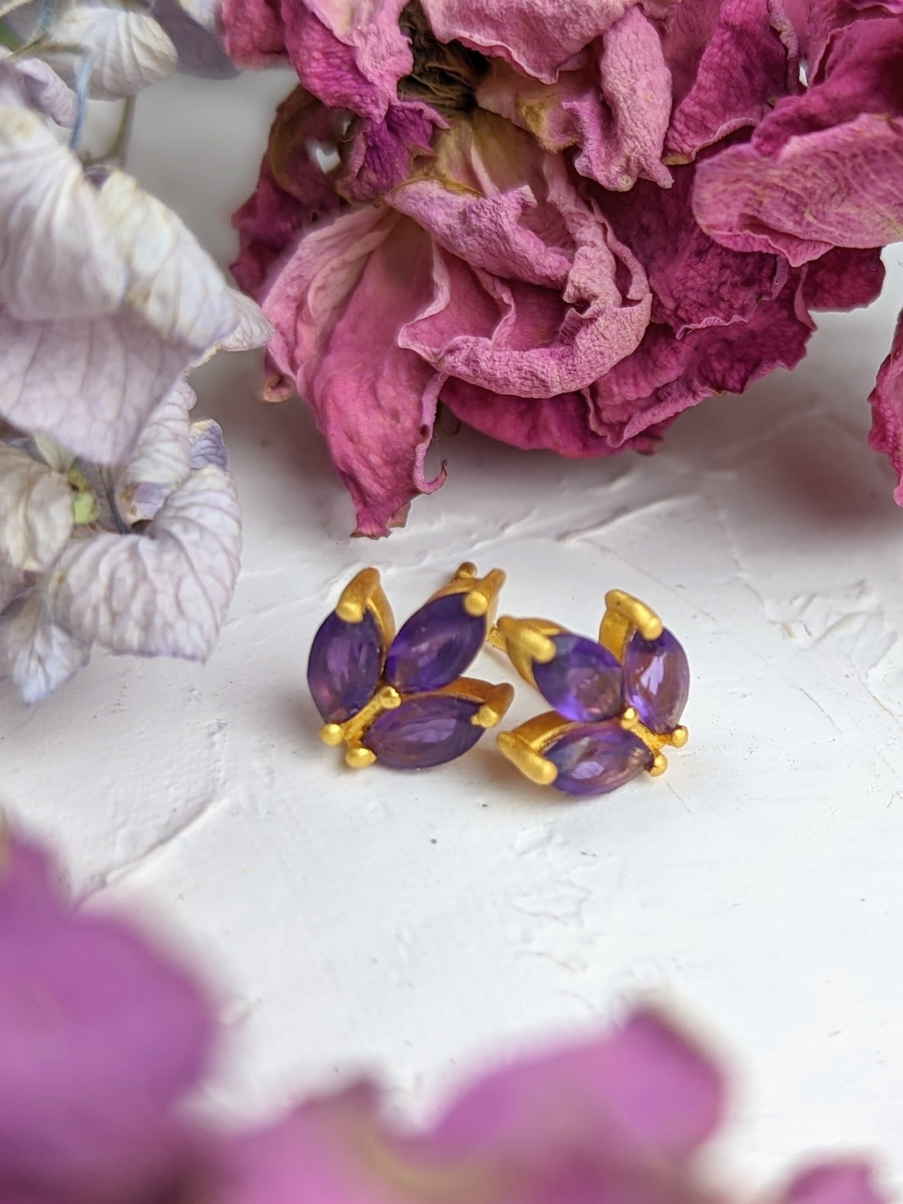 Tri Leaf Stud Earrings