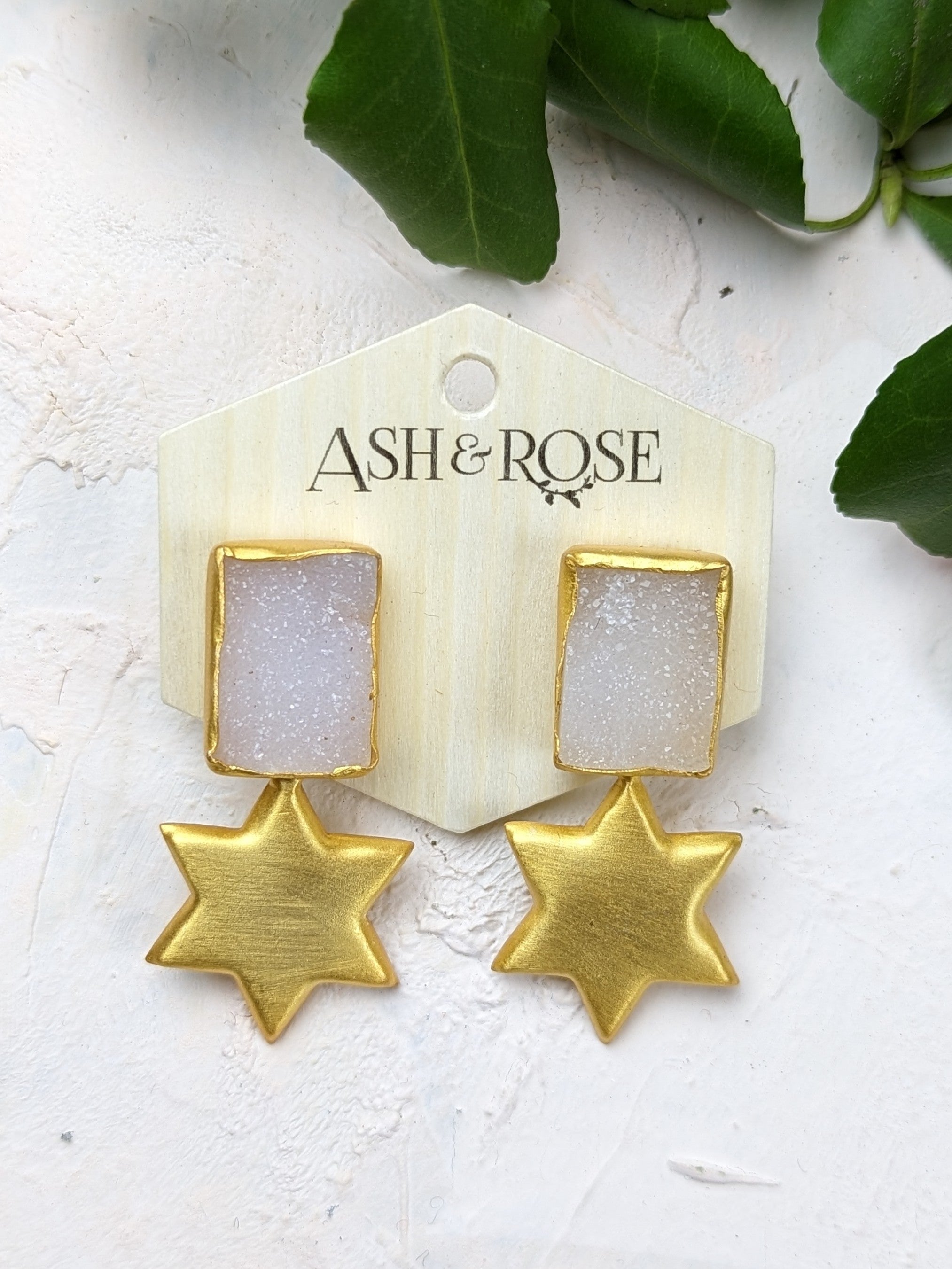 Druzy Star Statement Earrings